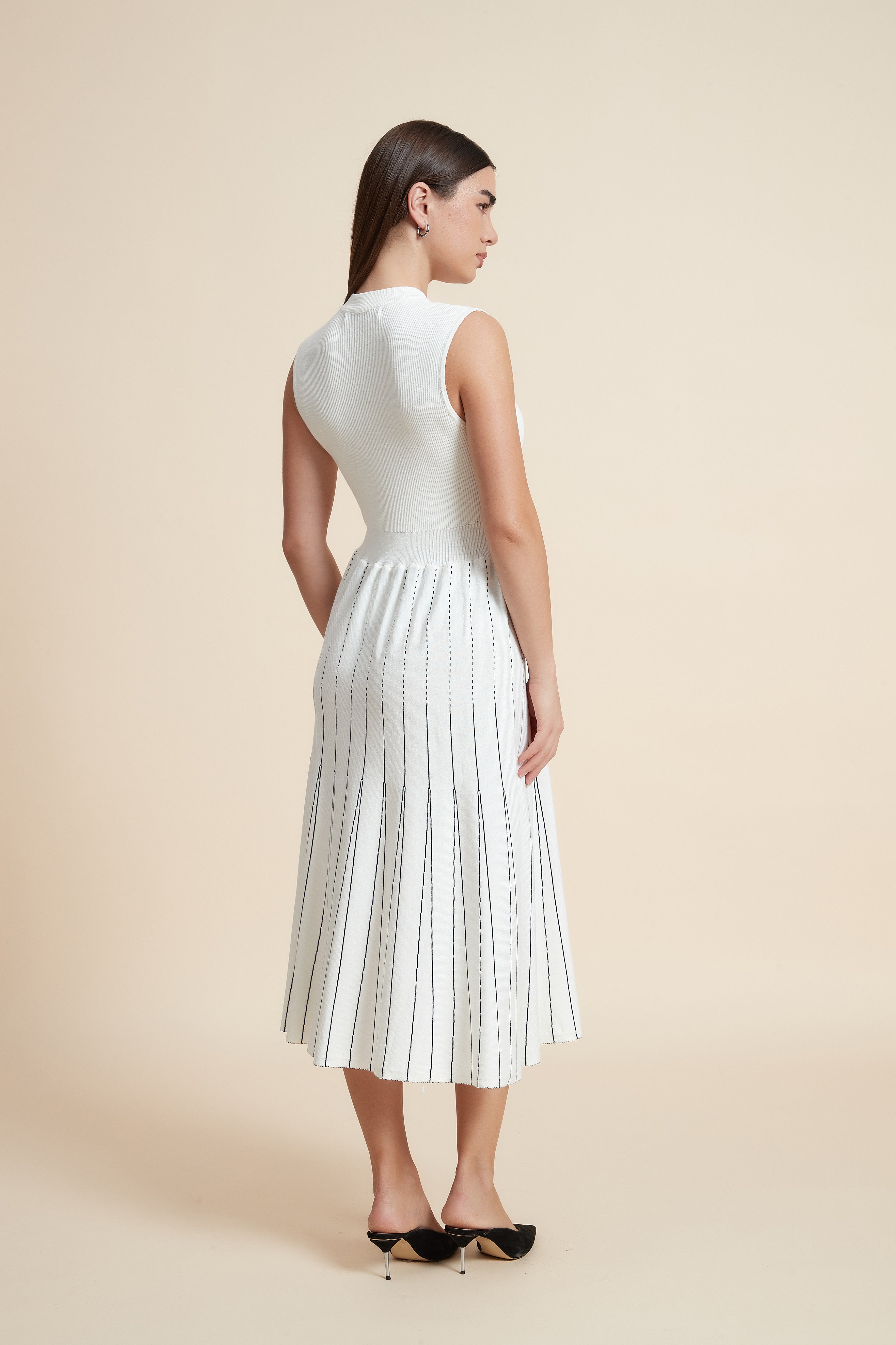 Striped Sleeveless Midi Dress