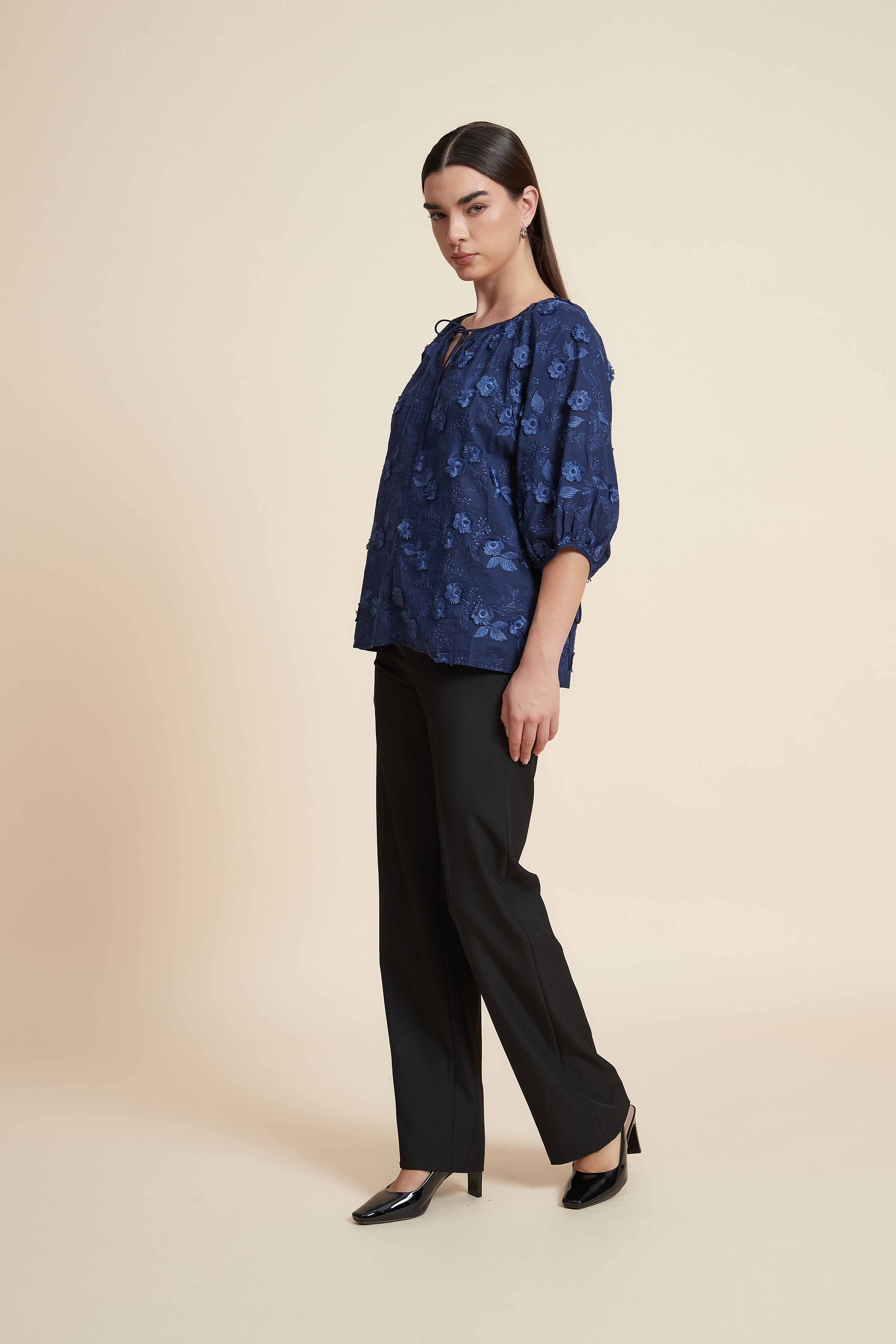 Printed Short Sleeve Blouse