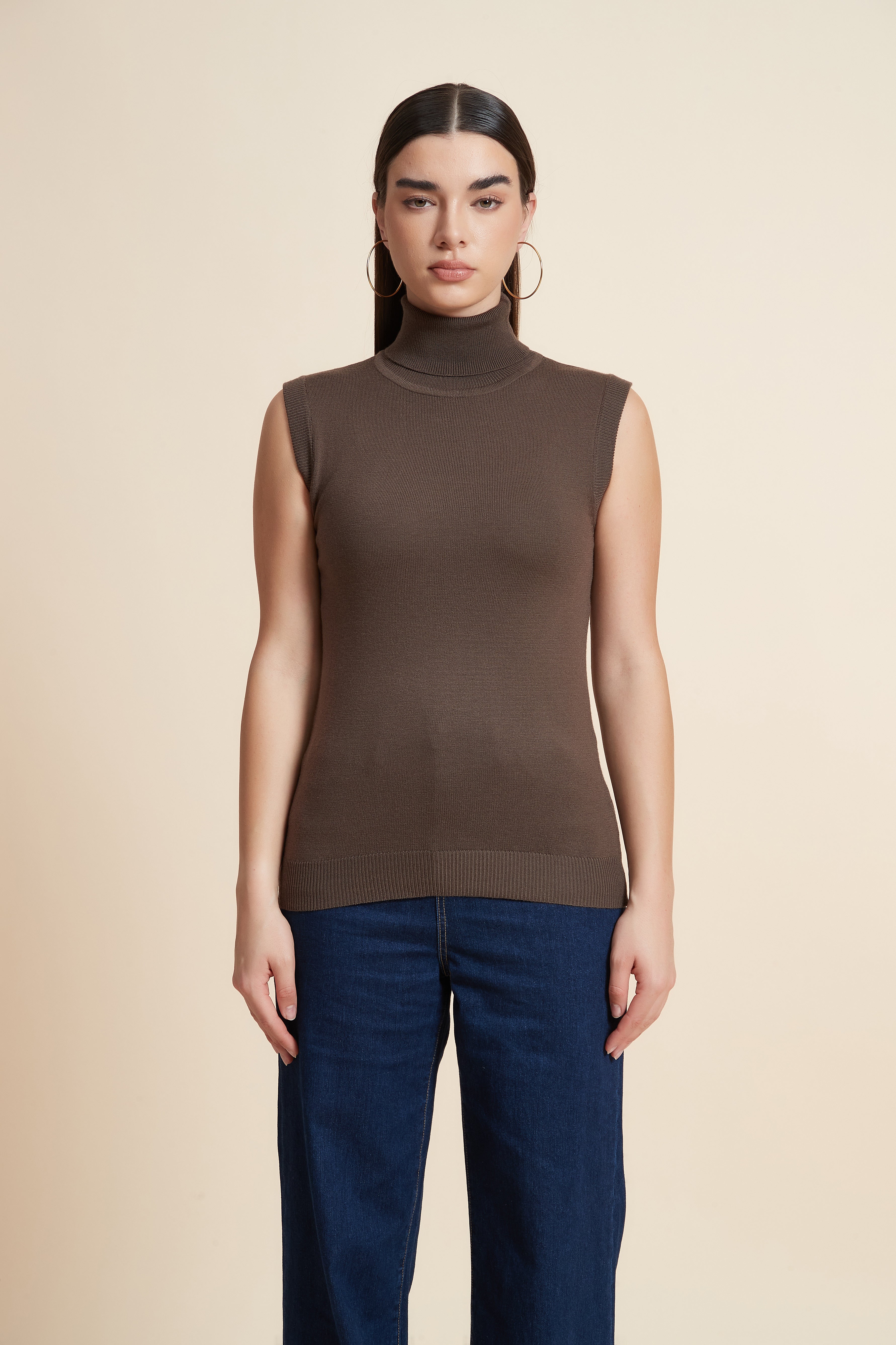 High Neck Sleeveless Blouse