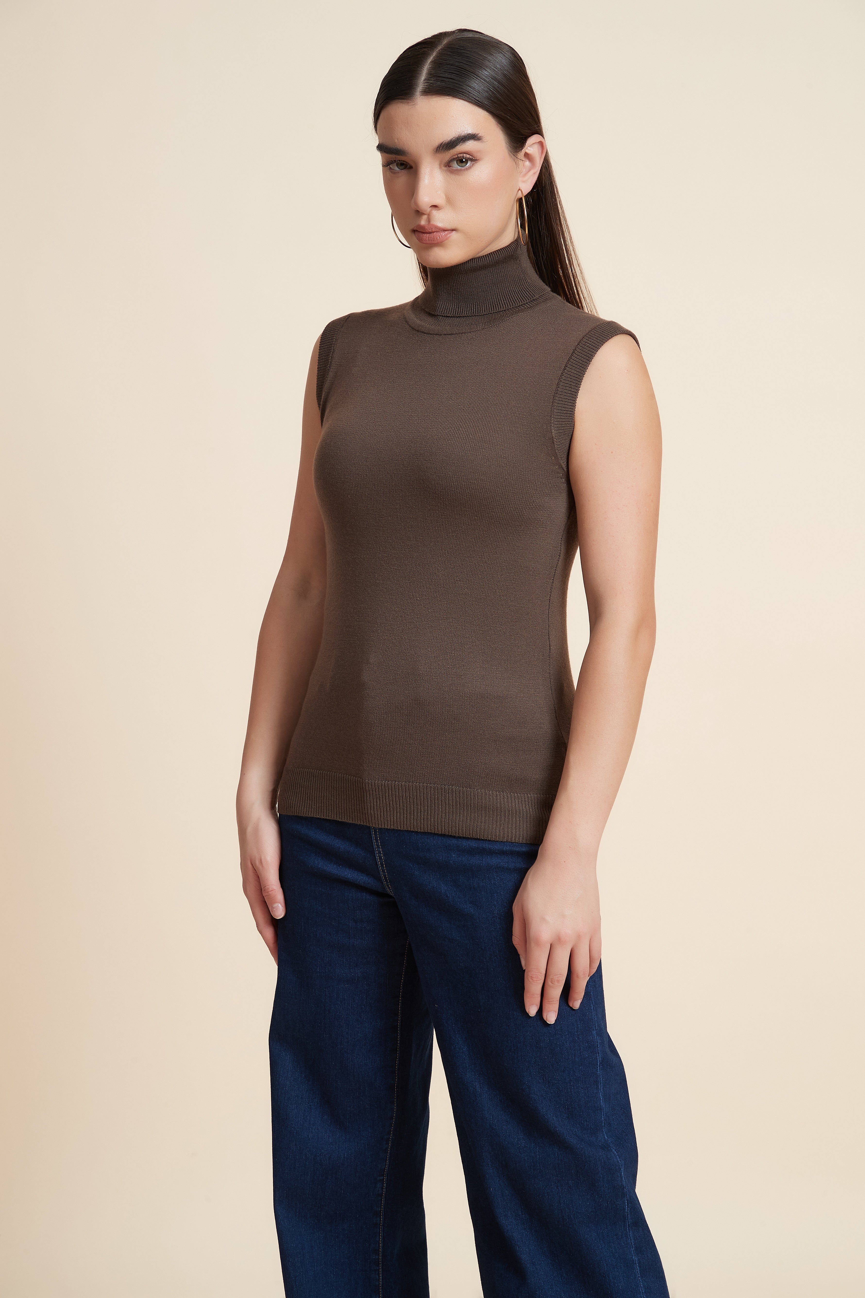 High Neck Sleeveless Blouse