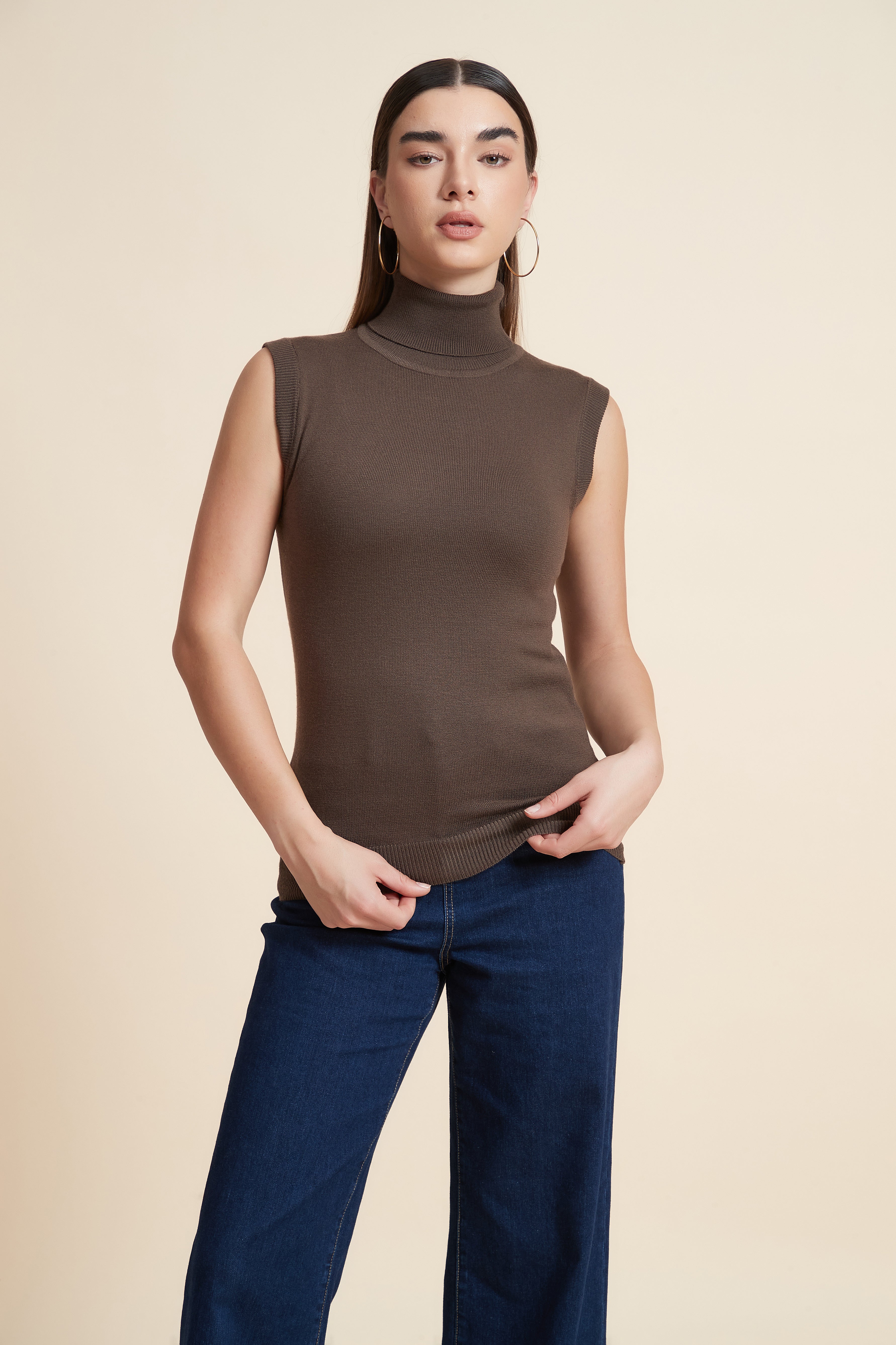 High Neck Sleeveless Blouse