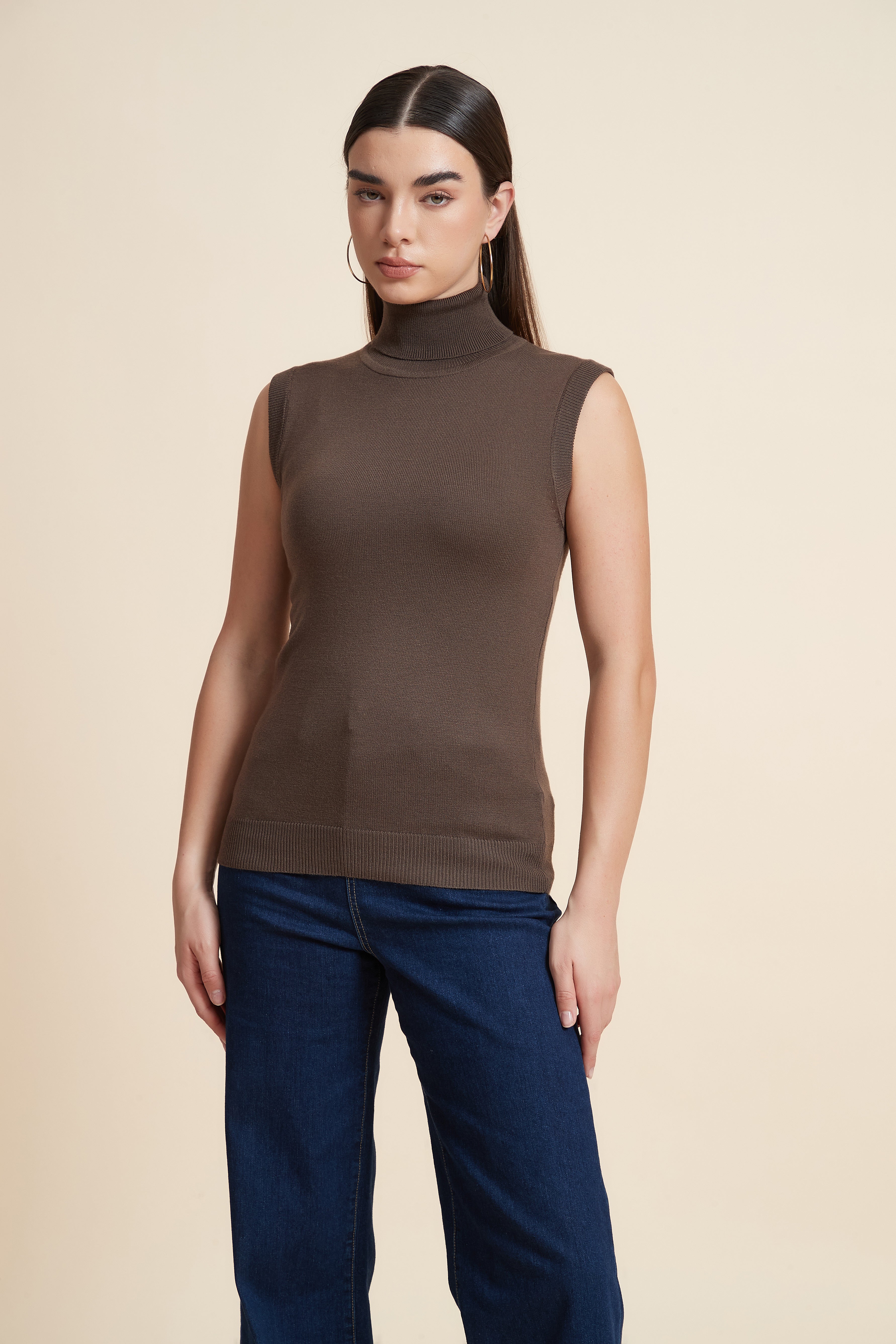 High Neck Sleeveless Blouse