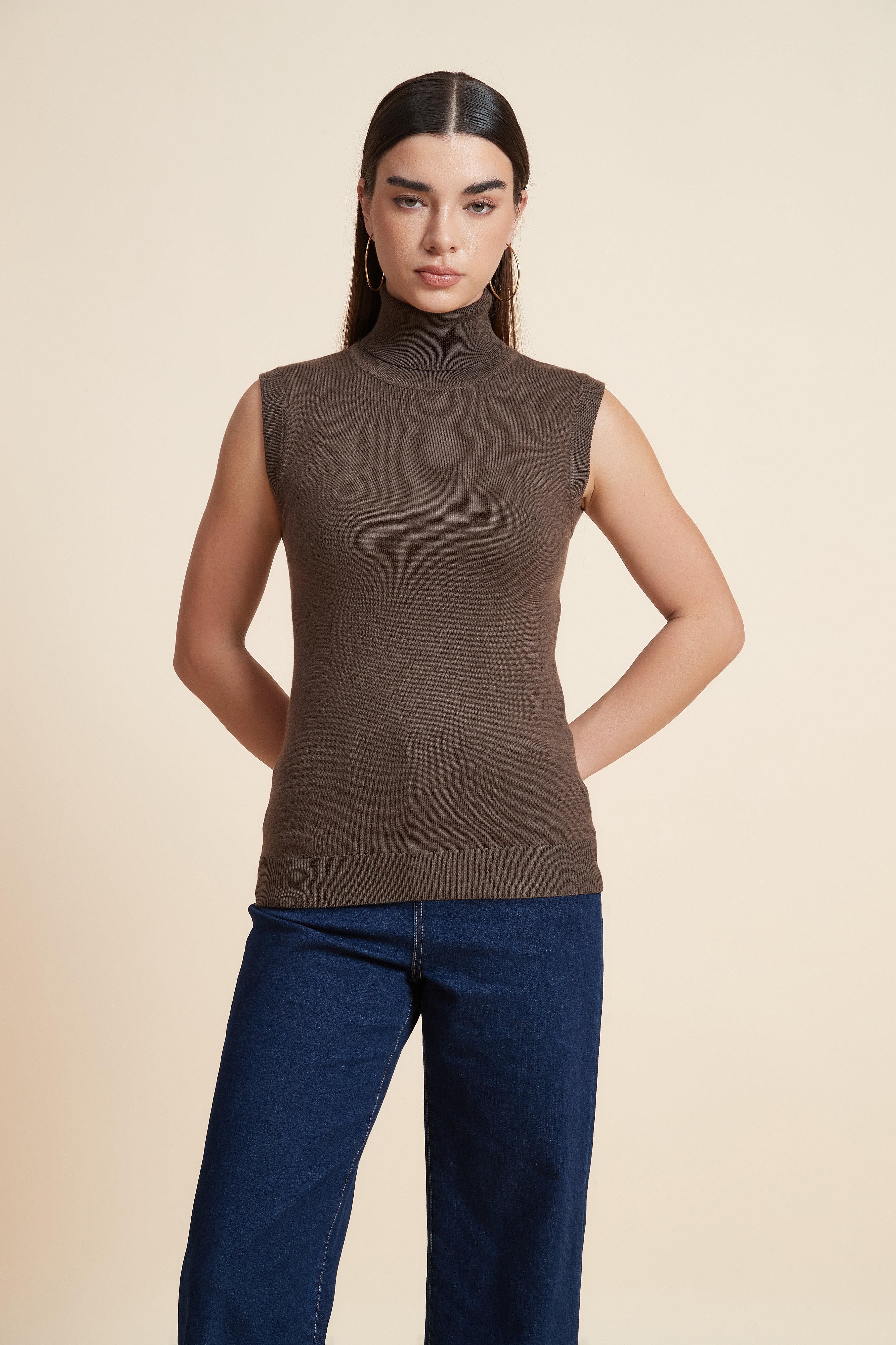 High Neck Sleeveless Blouse