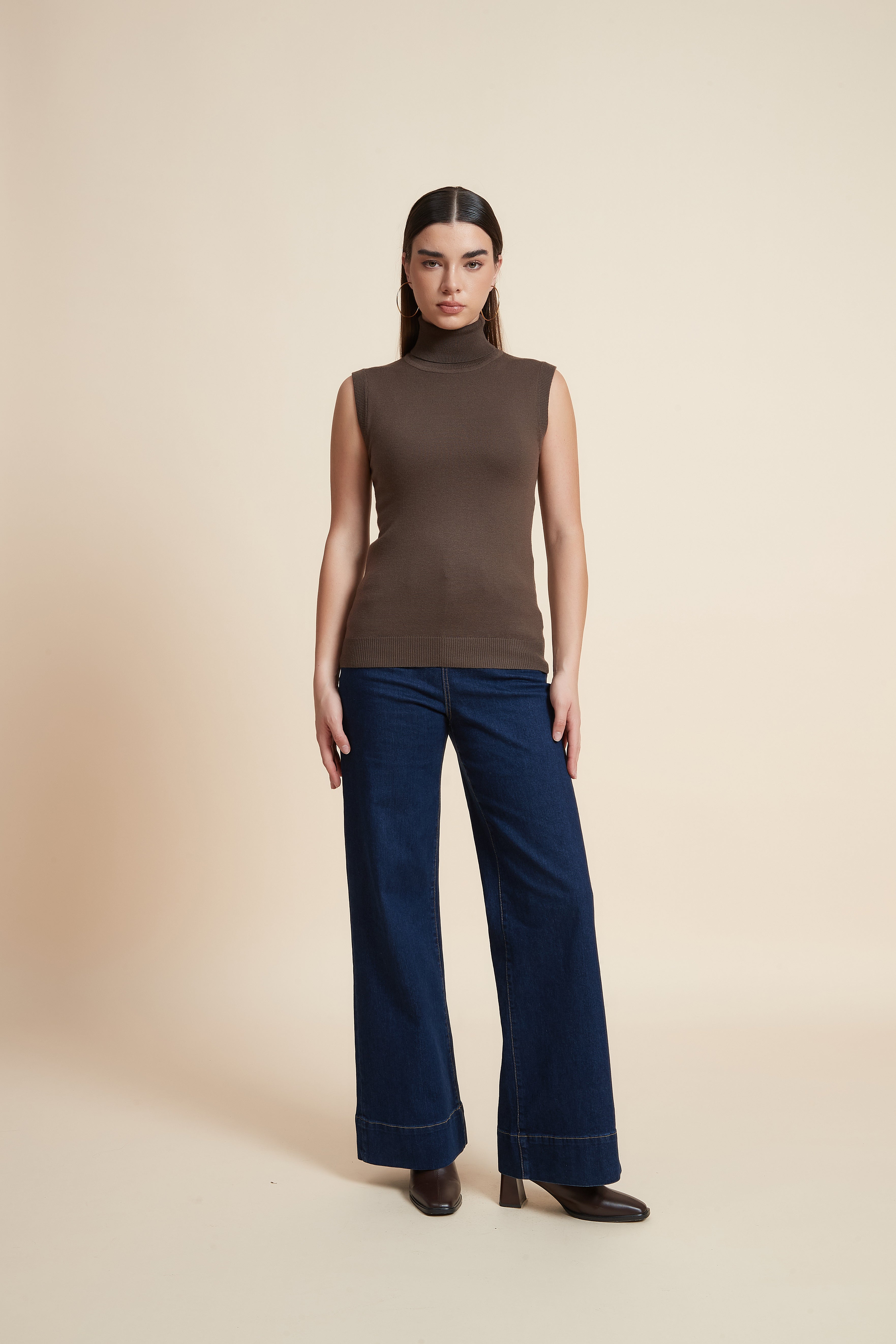 High Neck Sleeveless Blouse