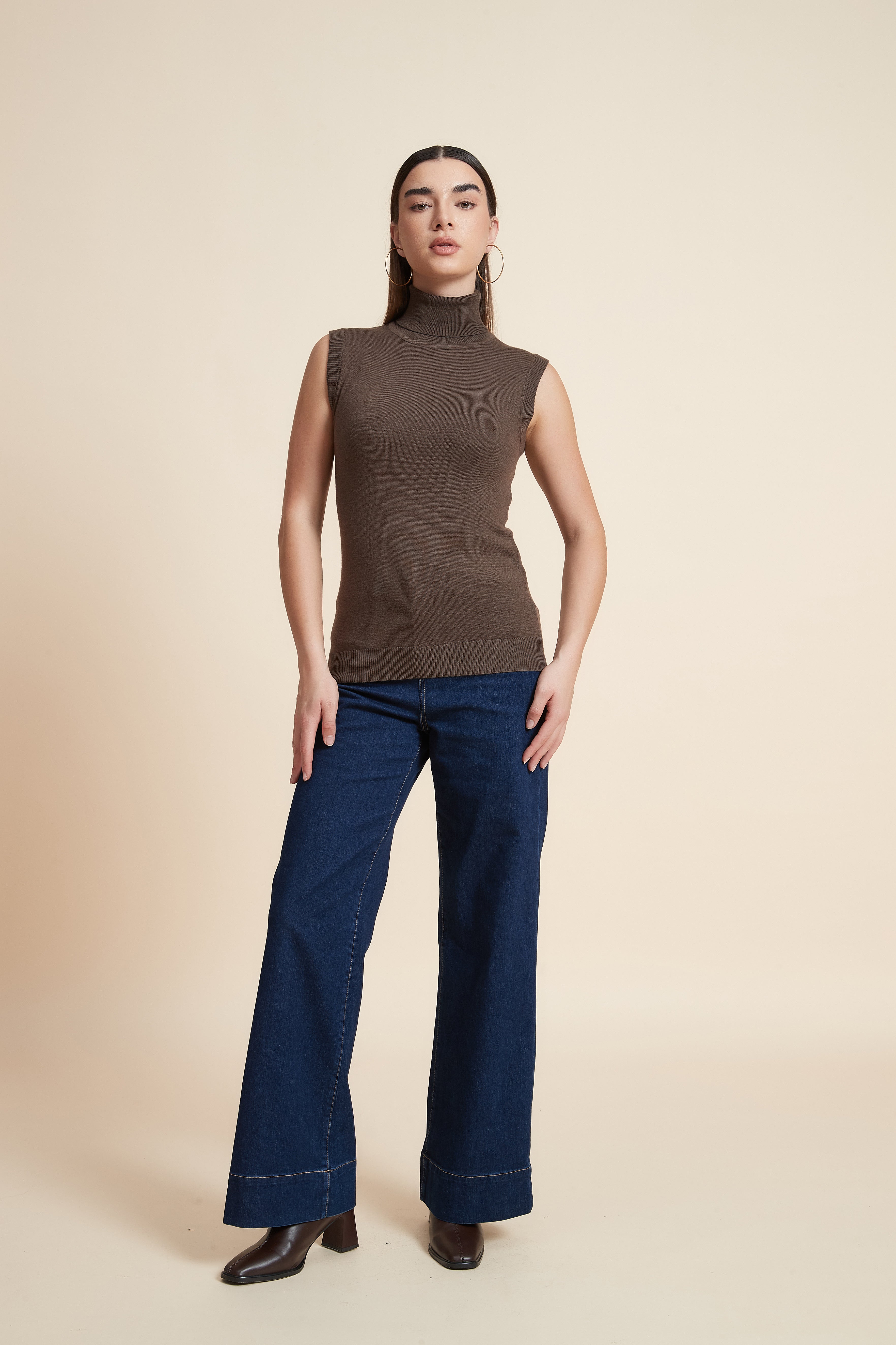 High Neck Sleeveless Blouse