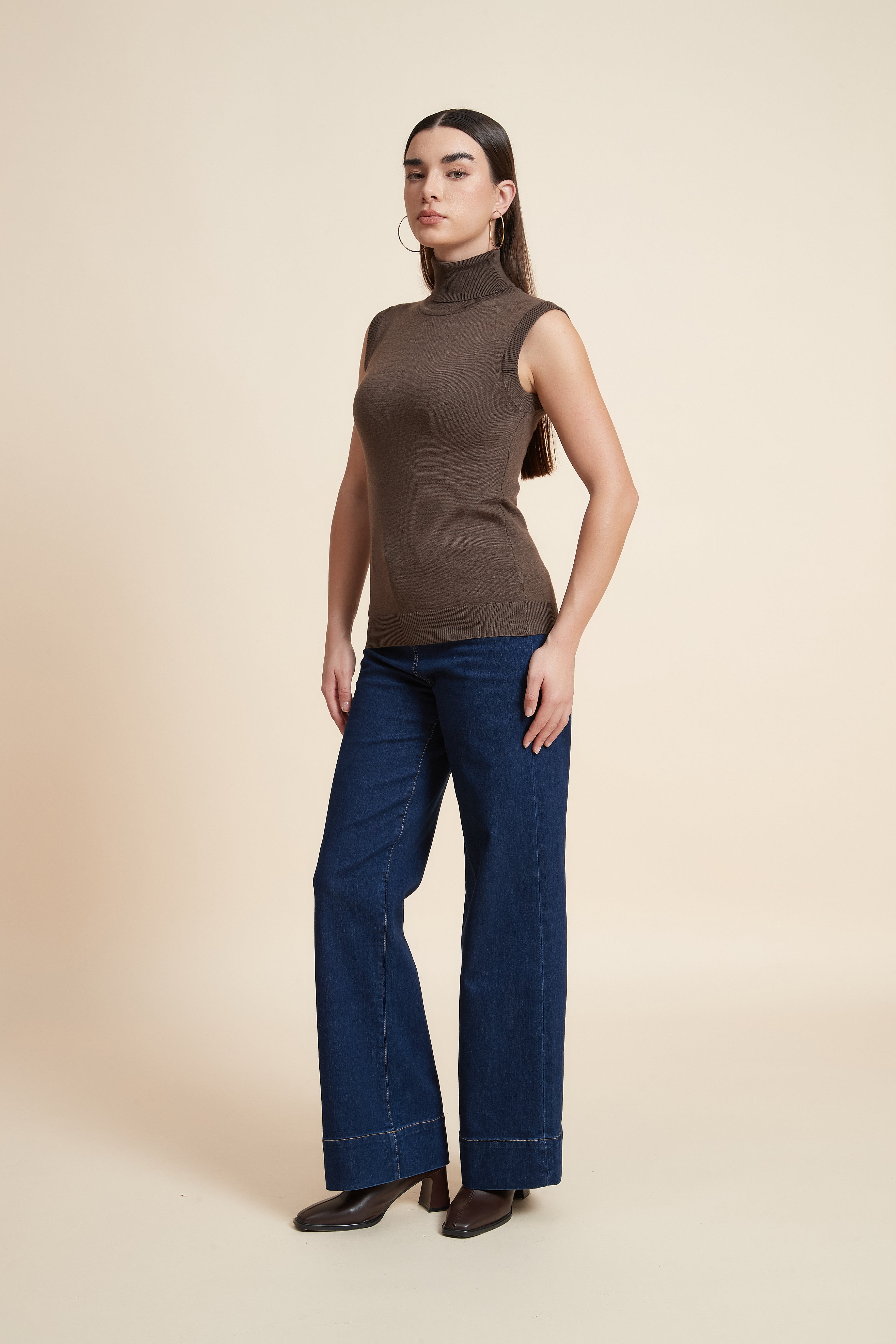 High Neck Sleeveless Blouse