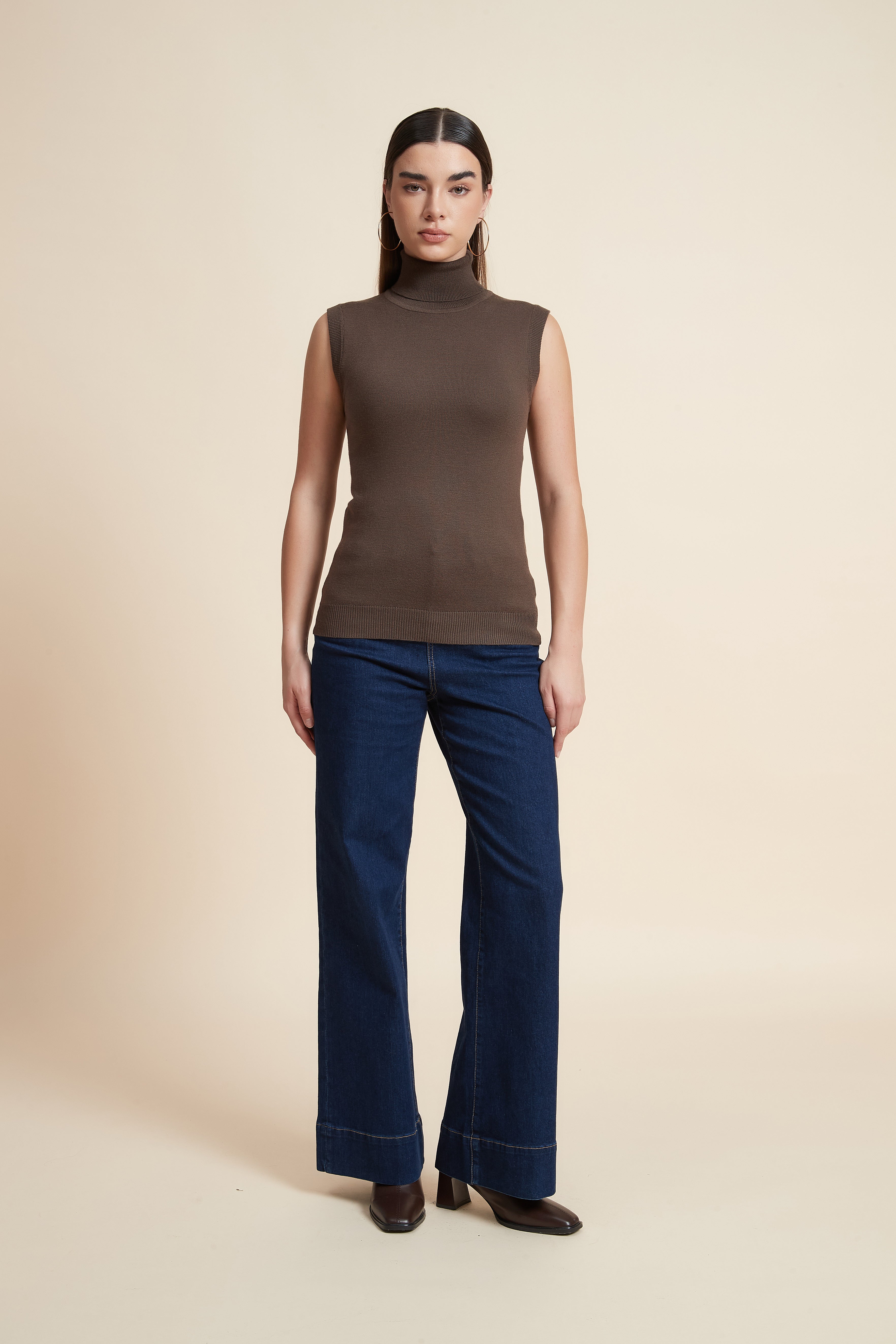 High Neck Sleeveless Blouse