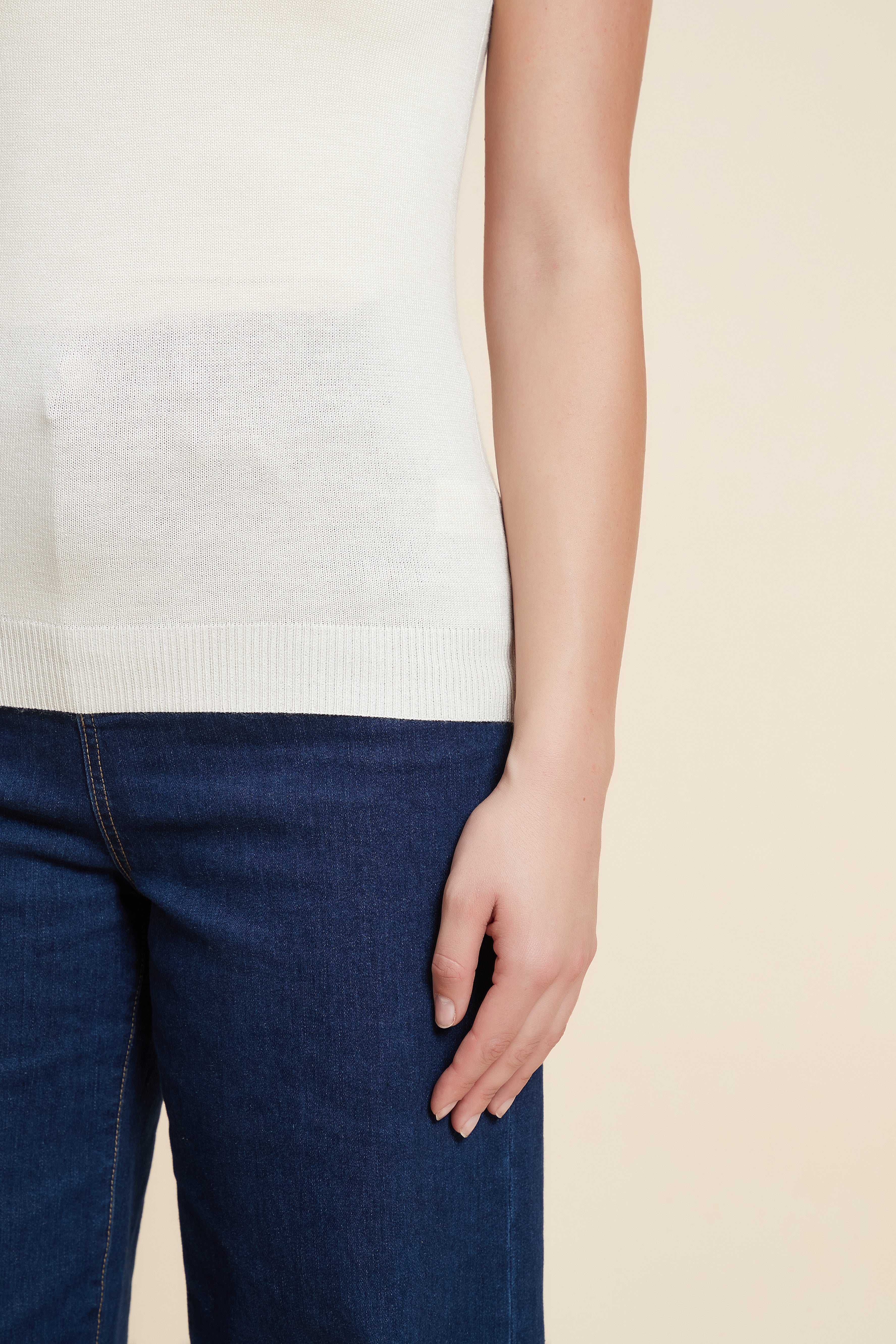 Solid Color High Neck Short Sleeve Blouse