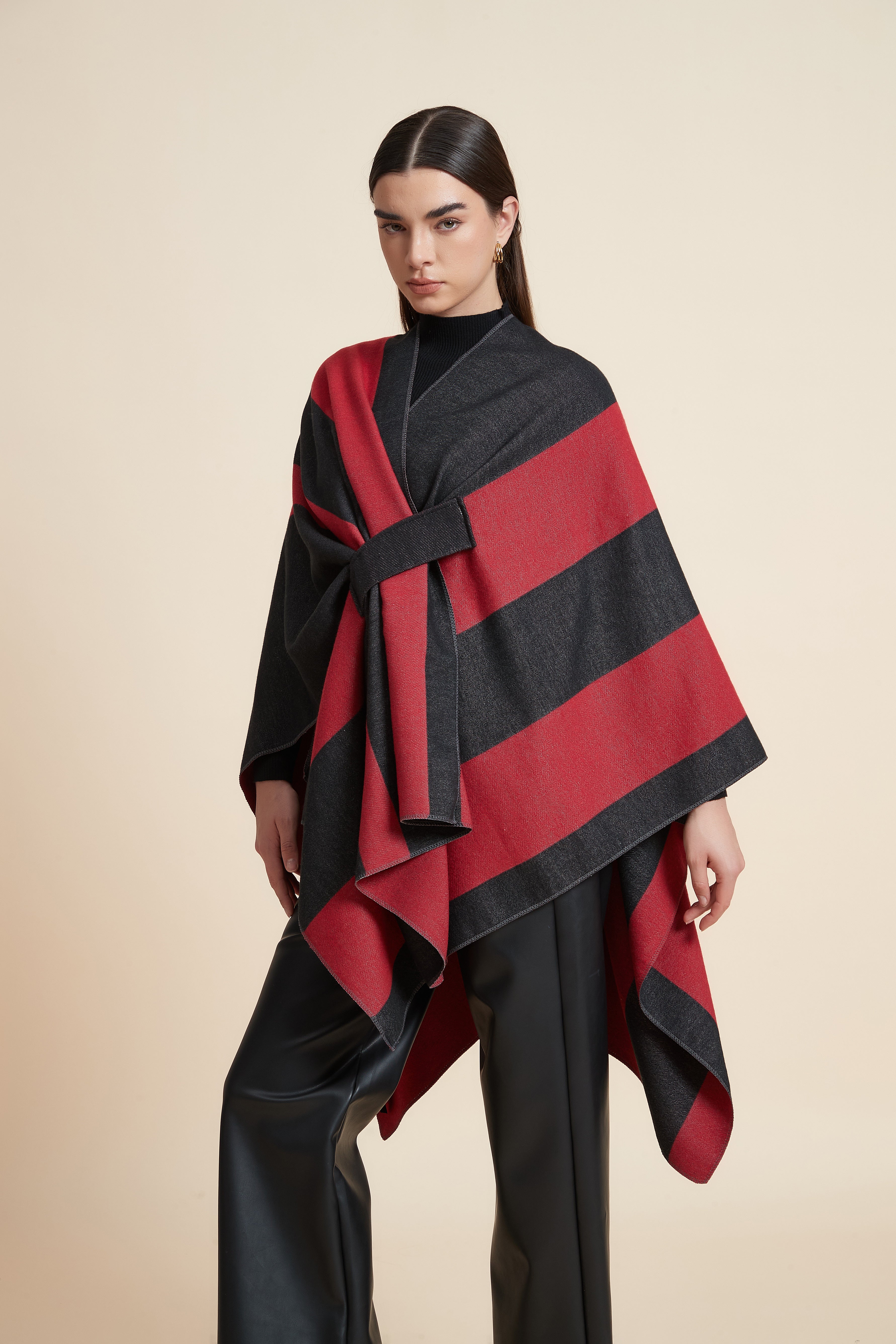 Striped Color Poncho