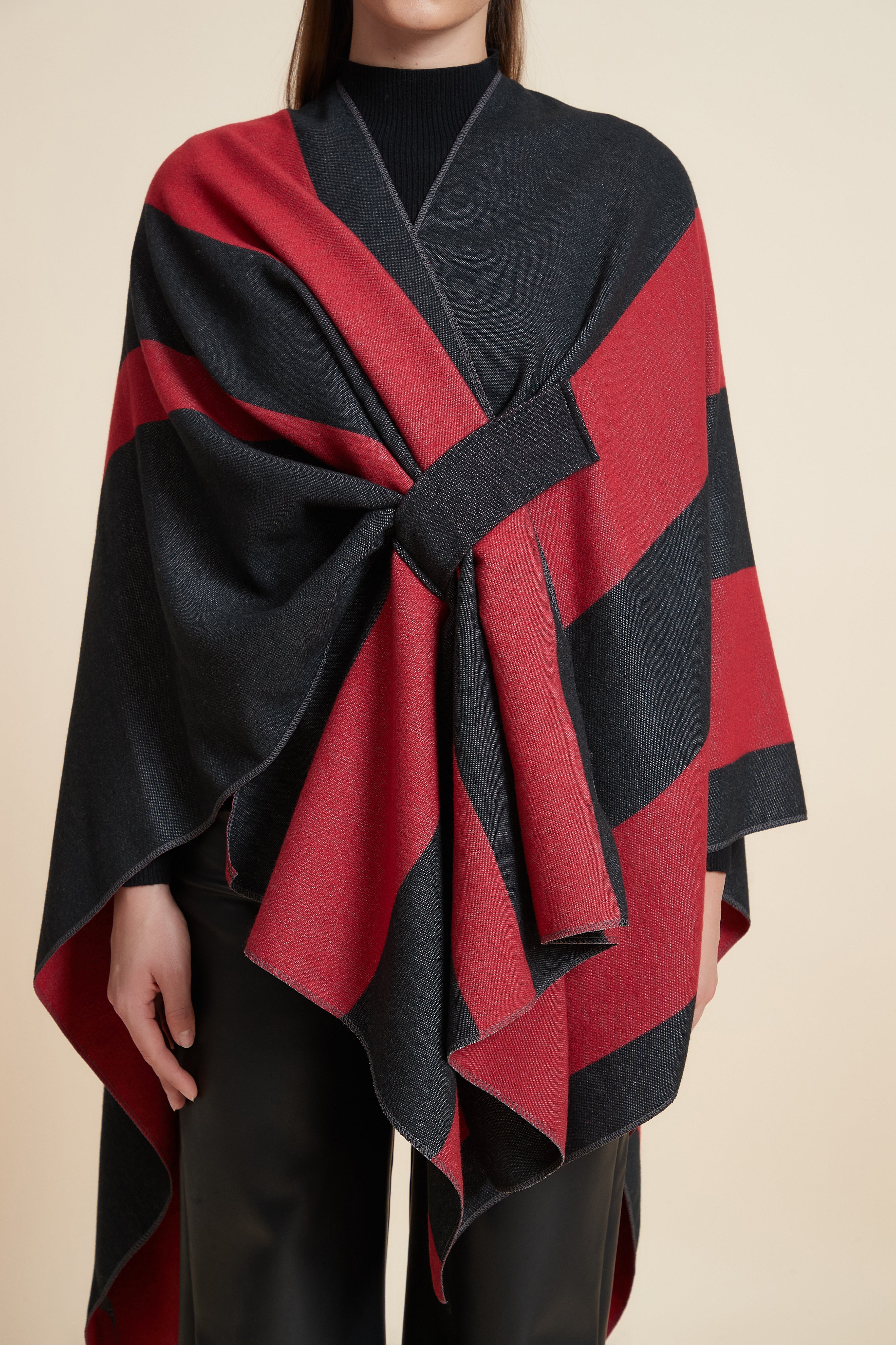 Striped Color Poncho