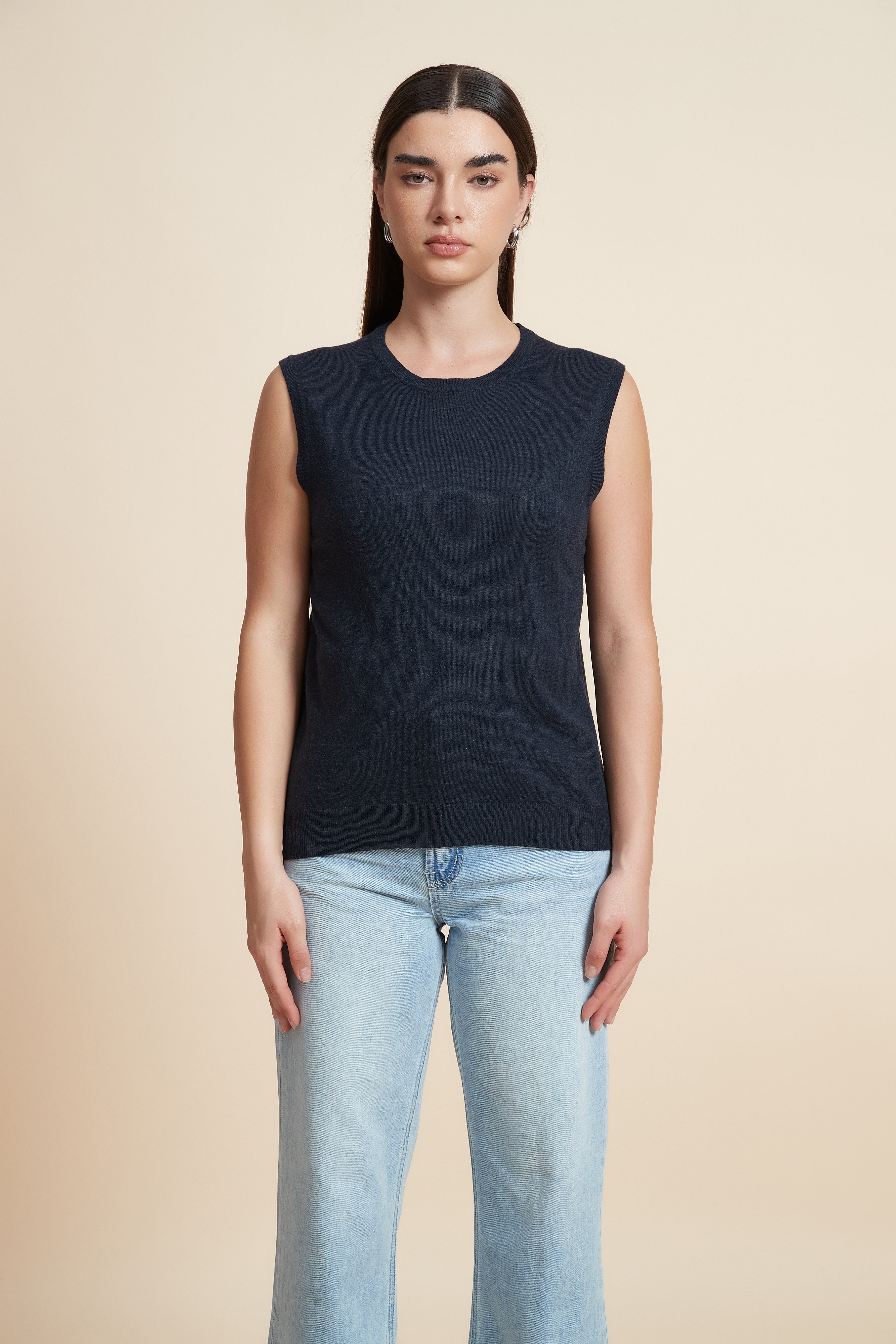 Sleeveless Plain Blouse