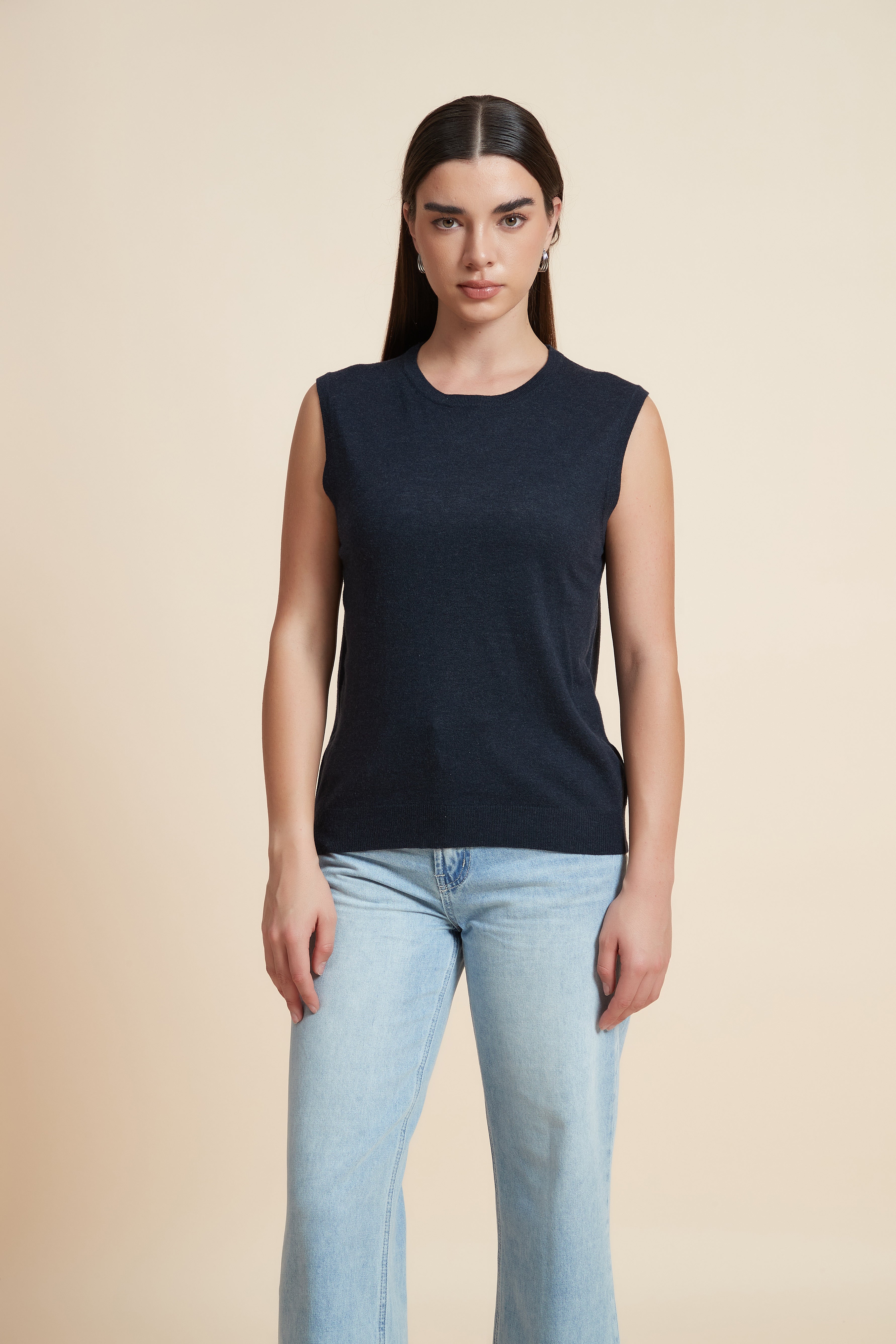 Sleeveless Plain Blouse