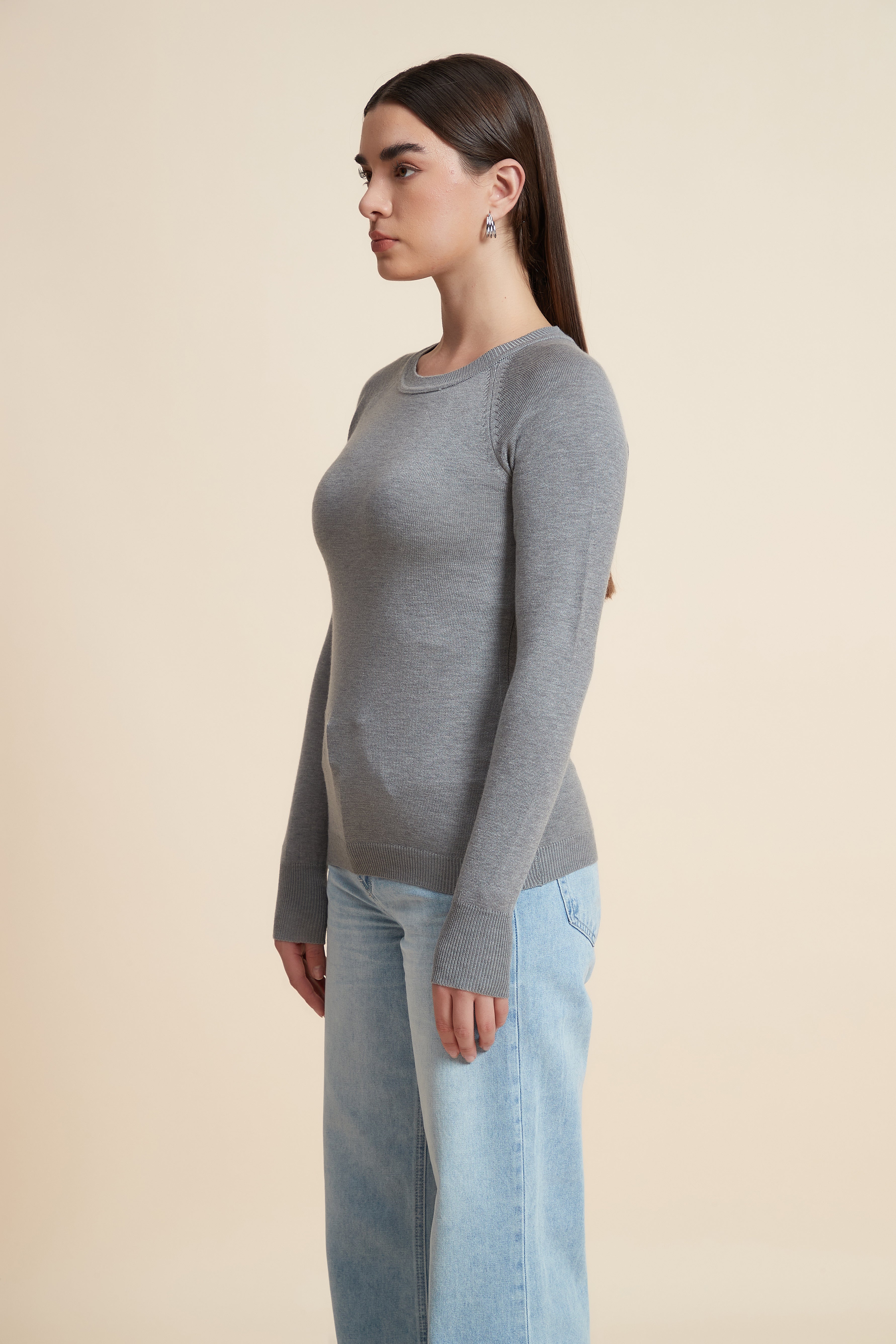 Solid Long Sleeve Blouse