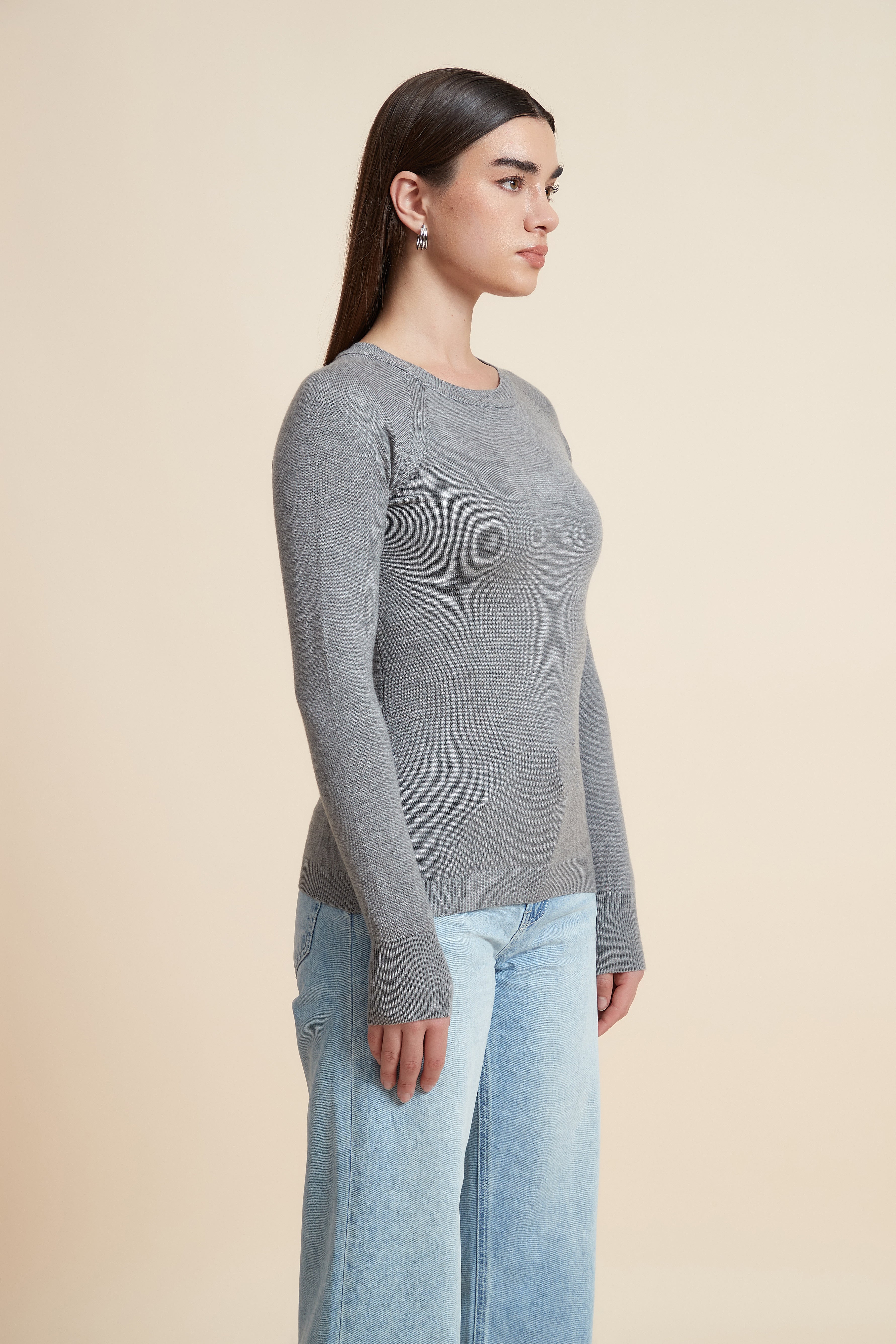 Solid Long Sleeve Blouse