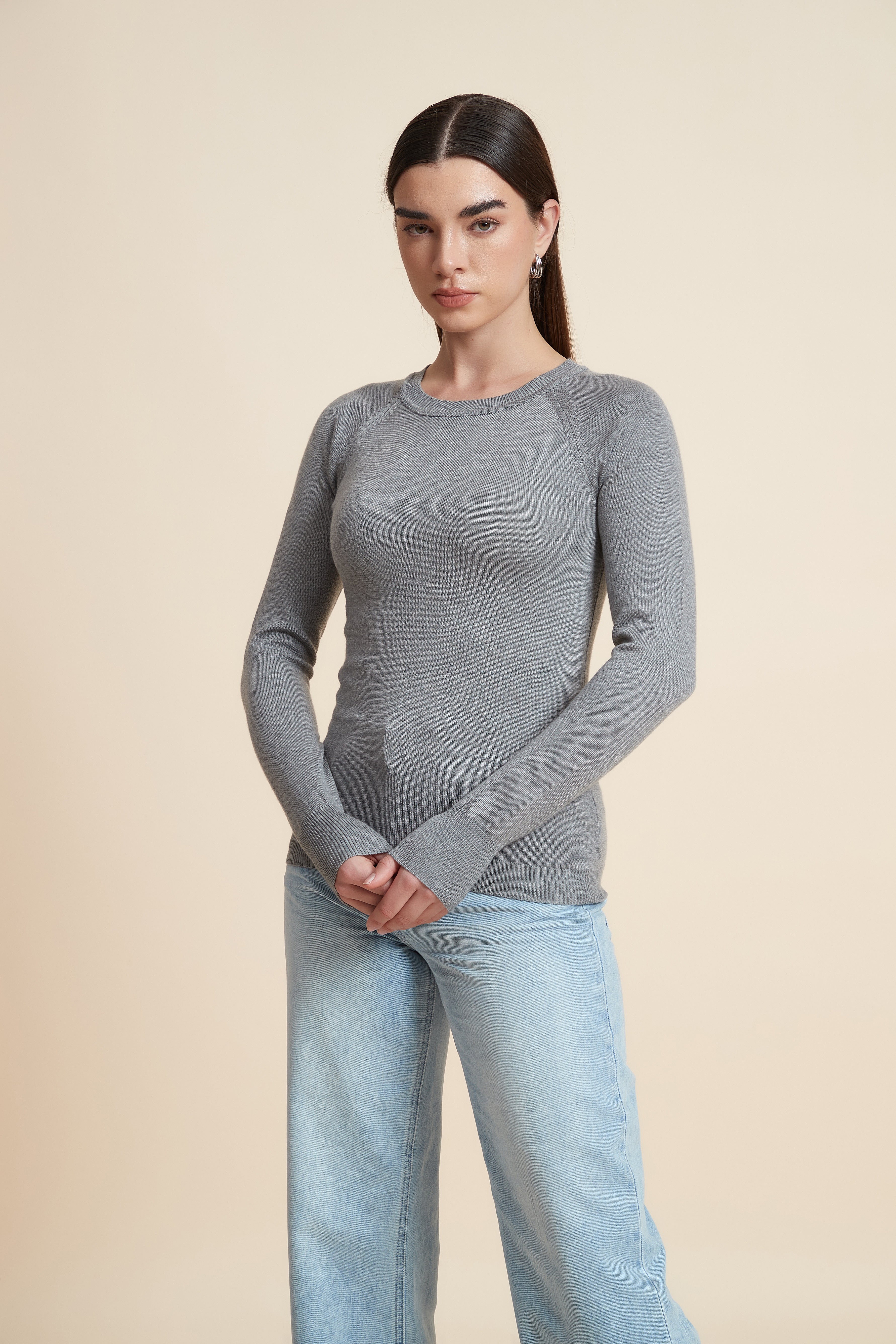 Solid Long Sleeve Blouse