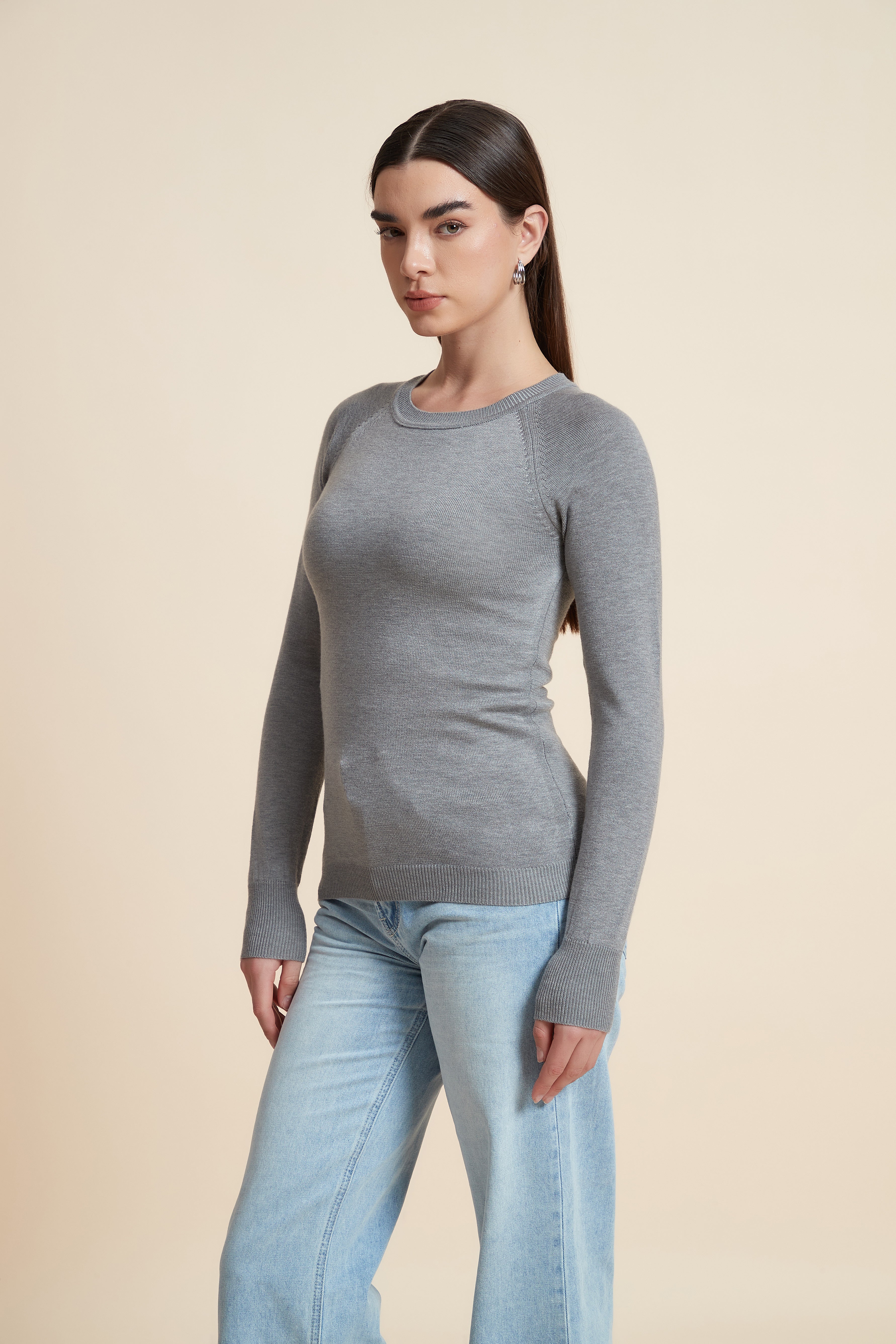 Solid Long Sleeve Blouse