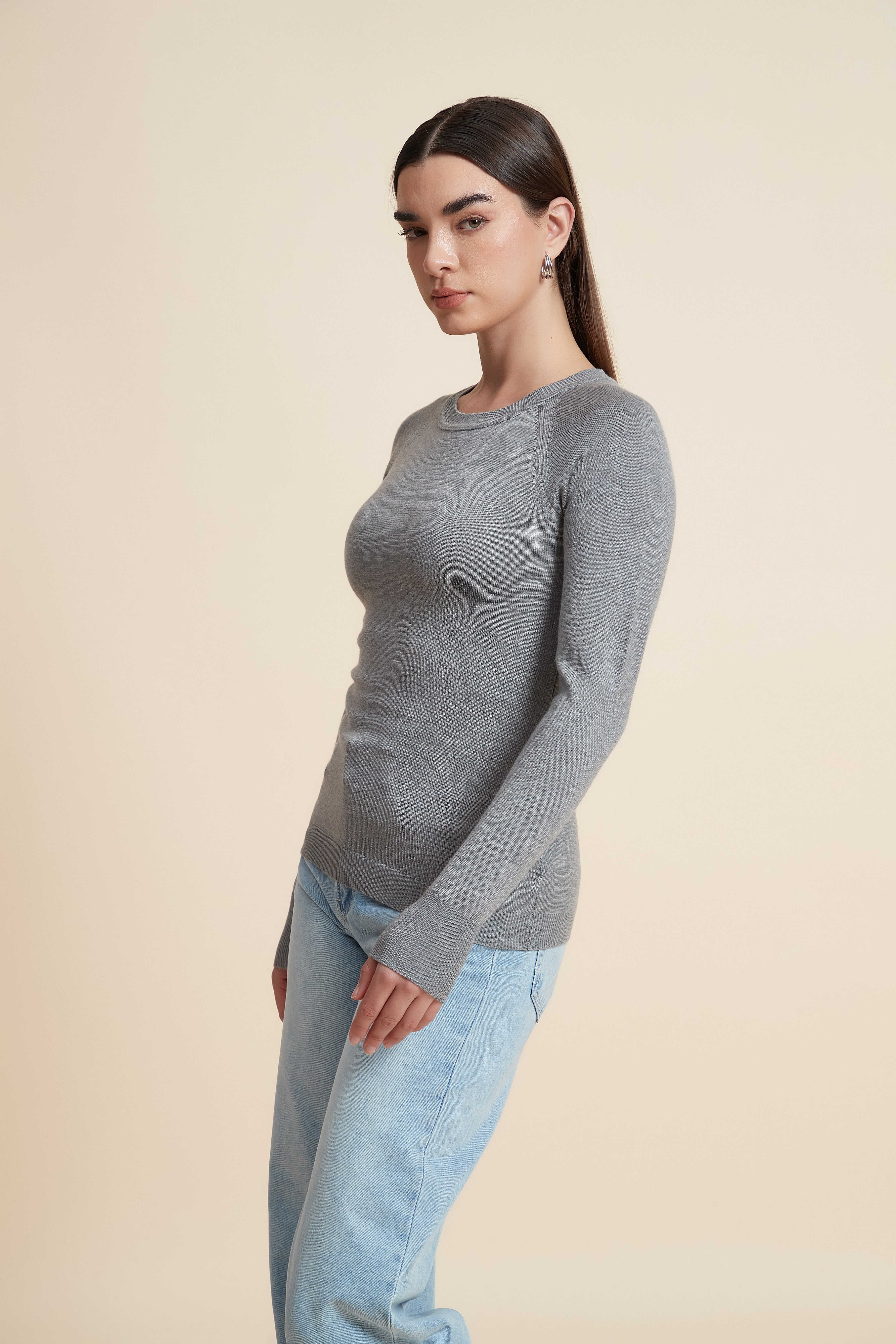 Solid Long Sleeve Blouse