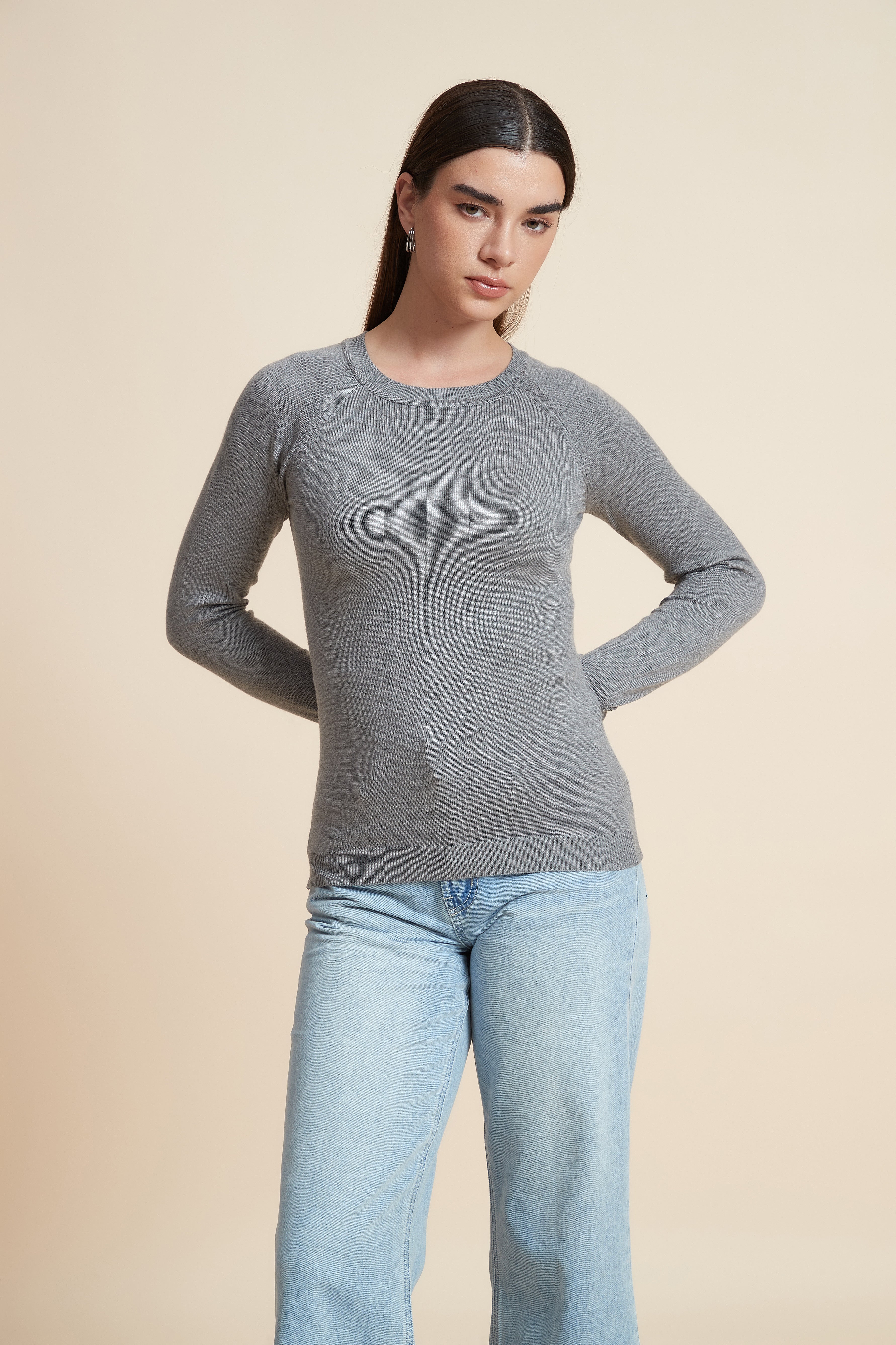 Solid Long Sleeve Blouse