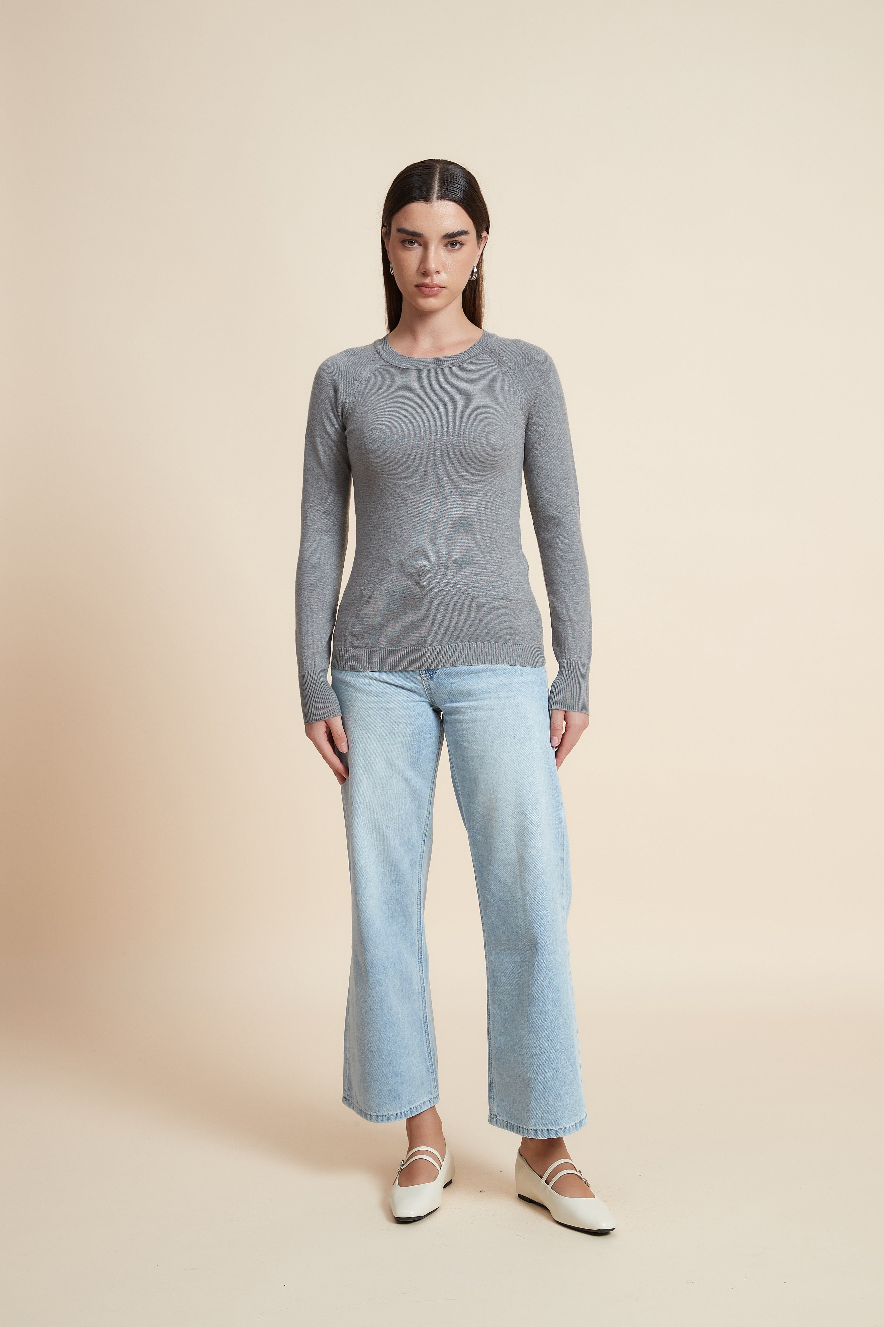 Solid Long Sleeve Blouse