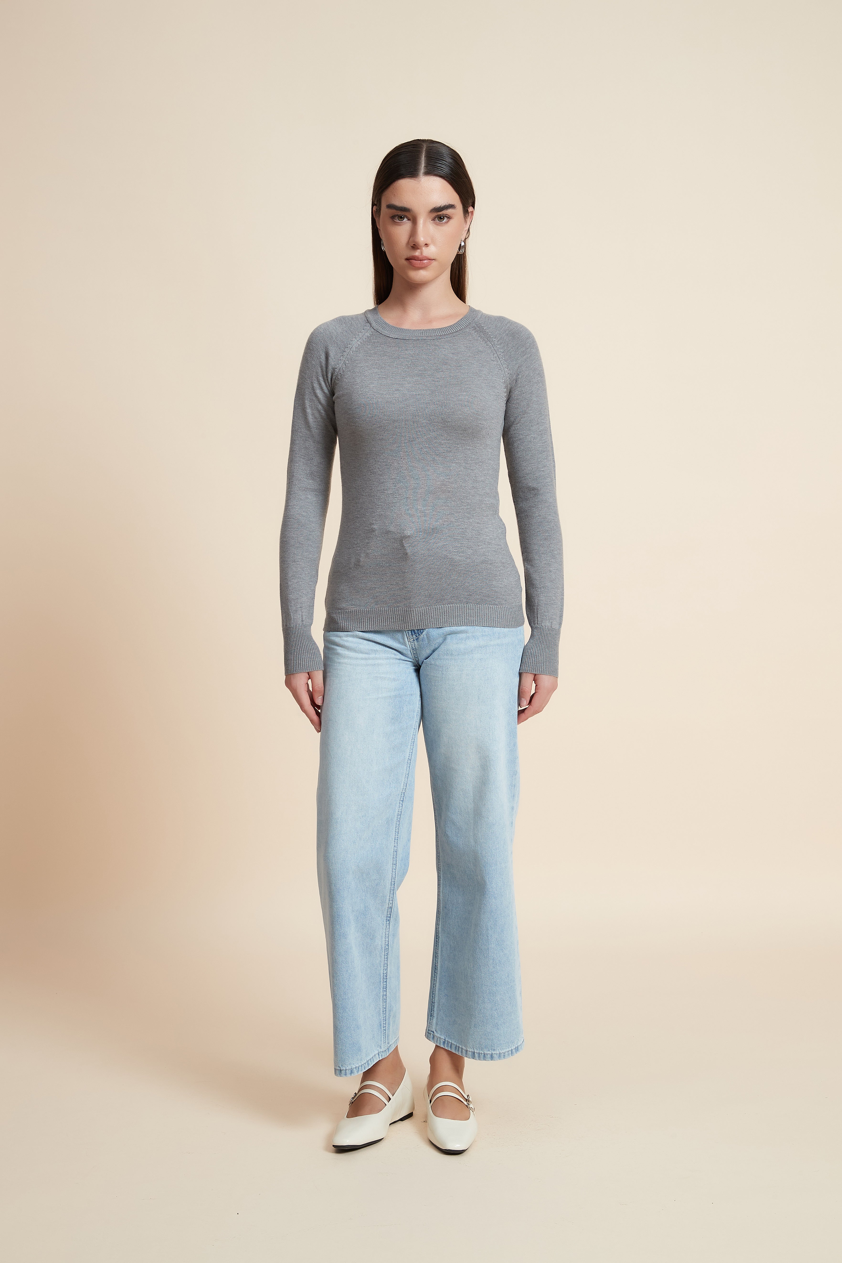 Solid Long Sleeve Blouse