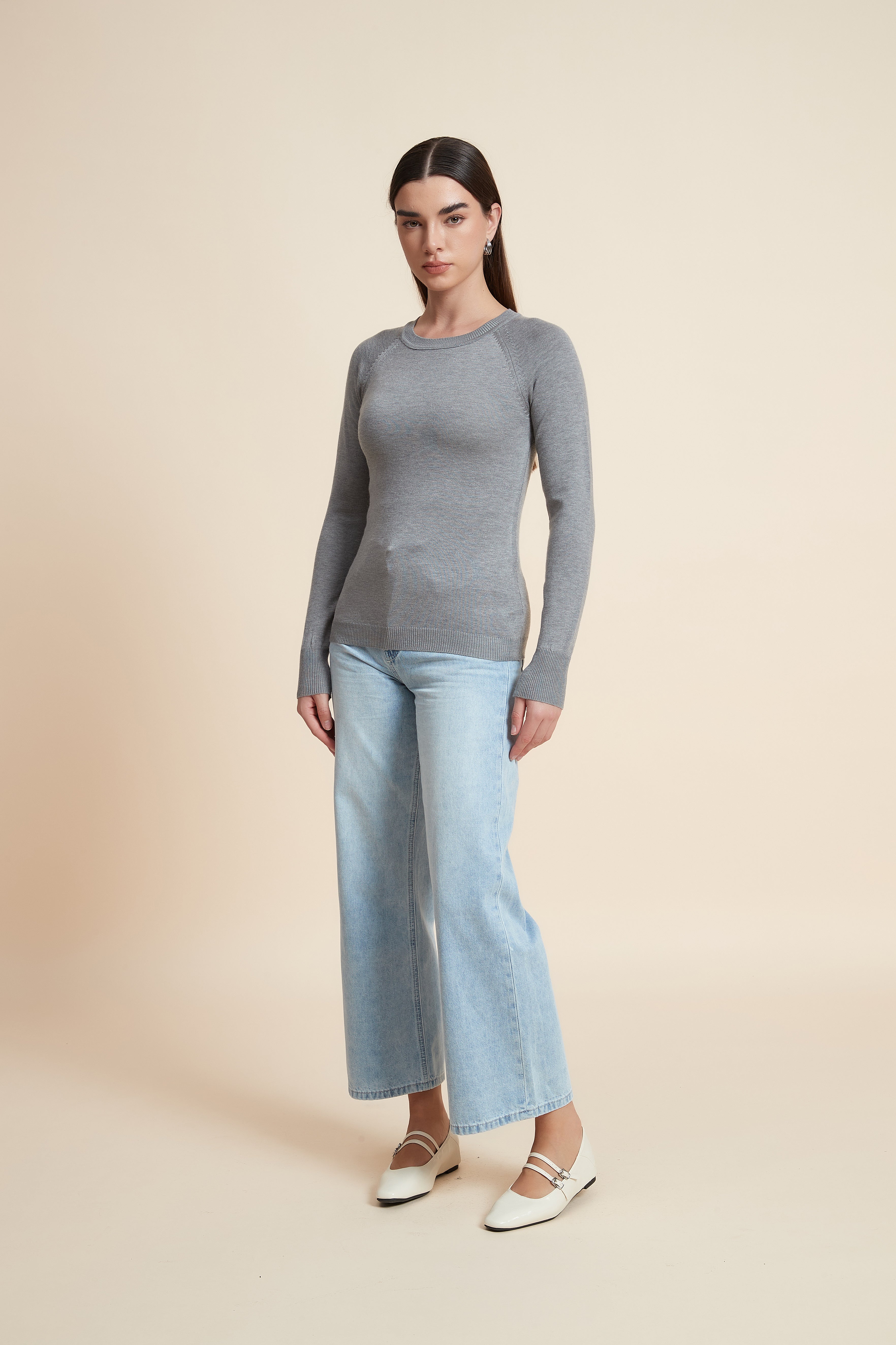 Solid Long Sleeve Blouse