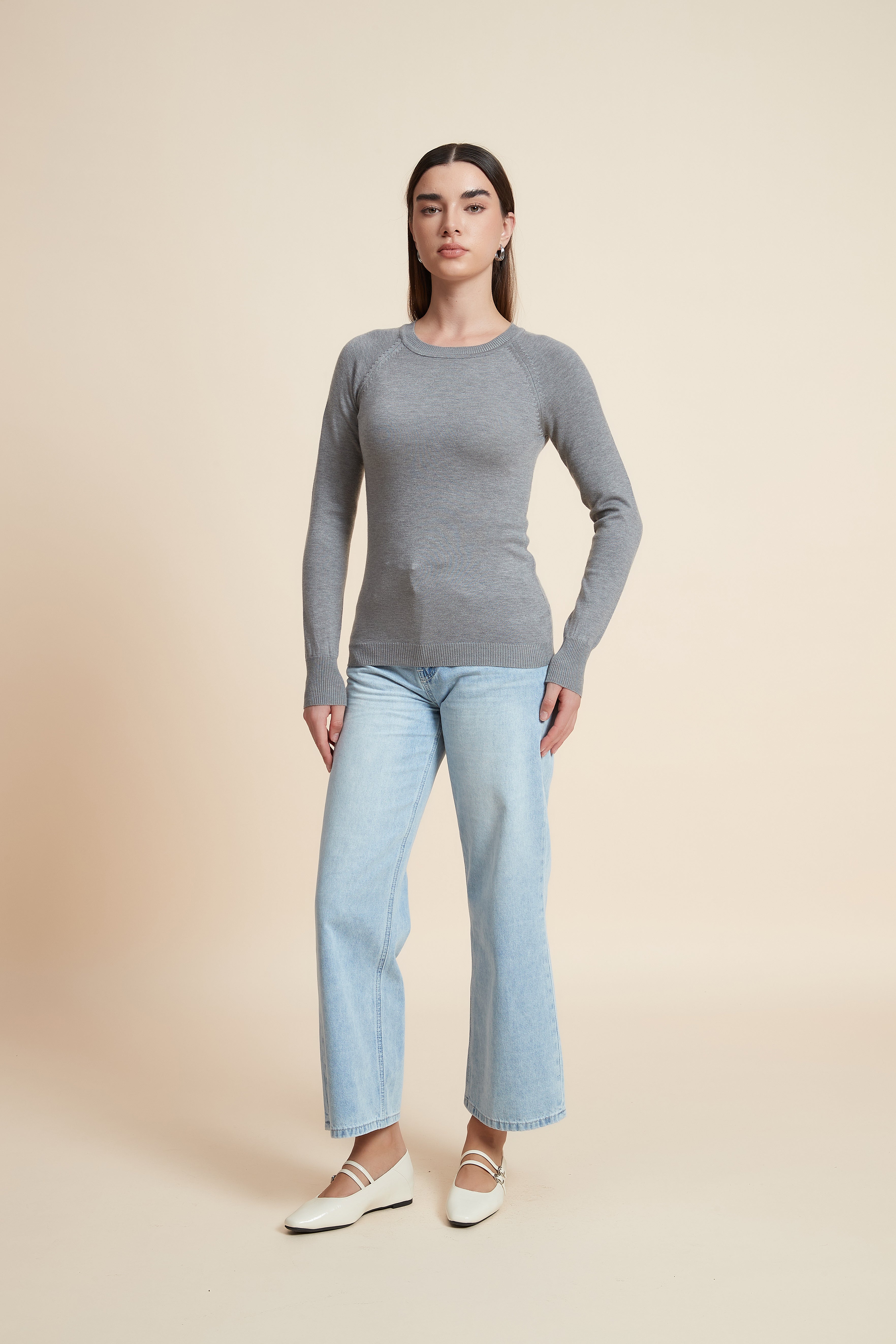 Solid Long Sleeve Blouse