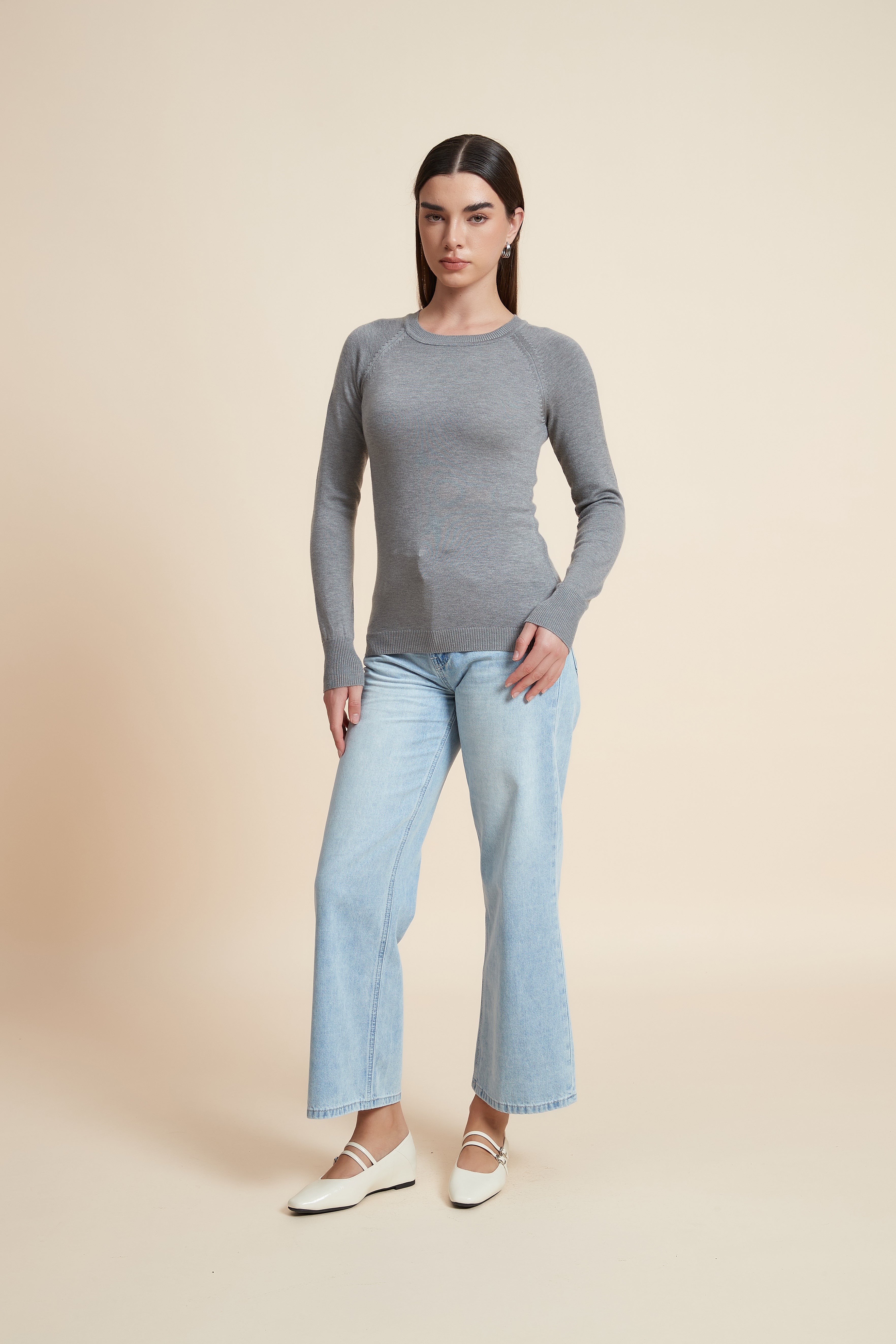 Solid Long Sleeve Blouse