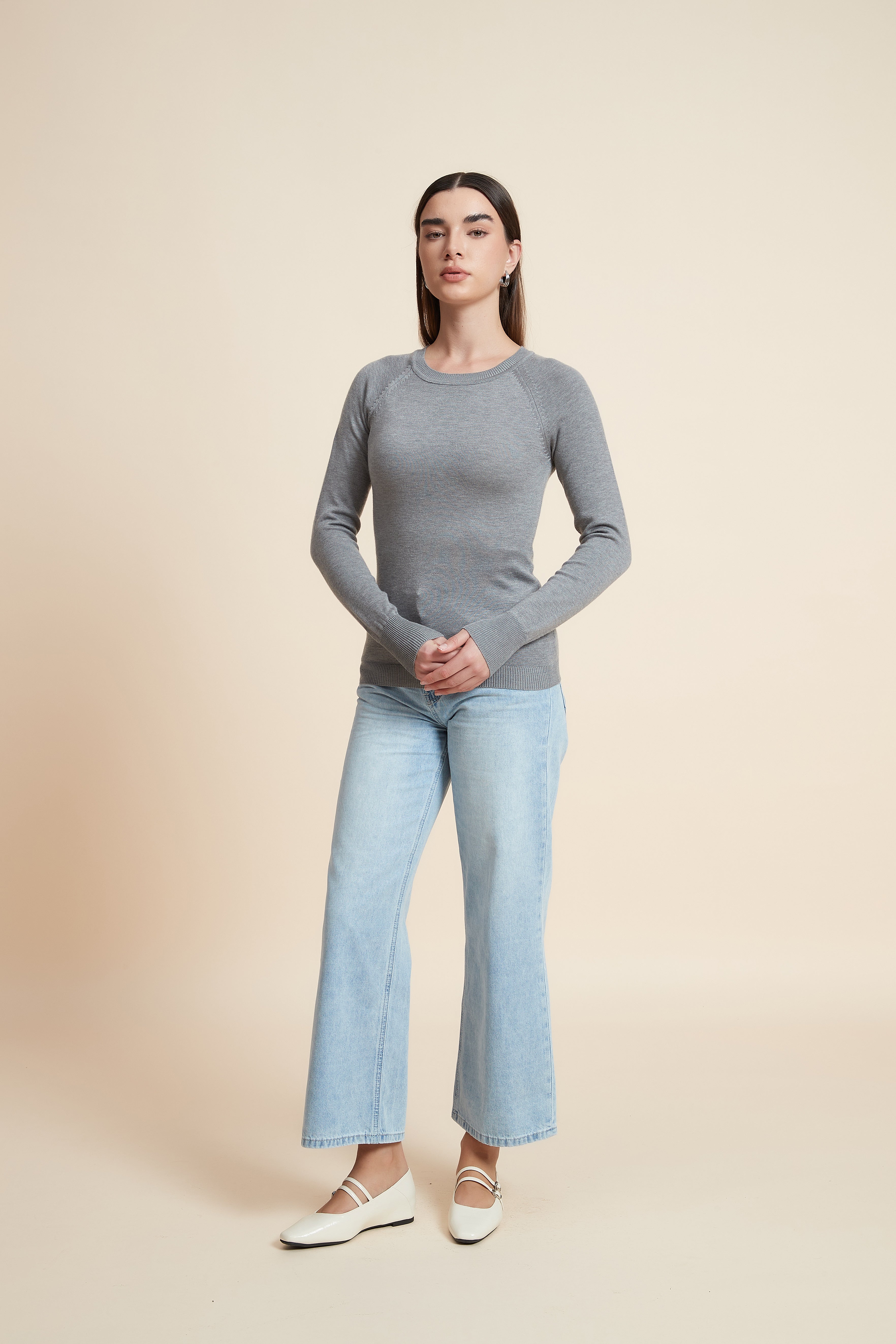 Solid Long Sleeve Blouse