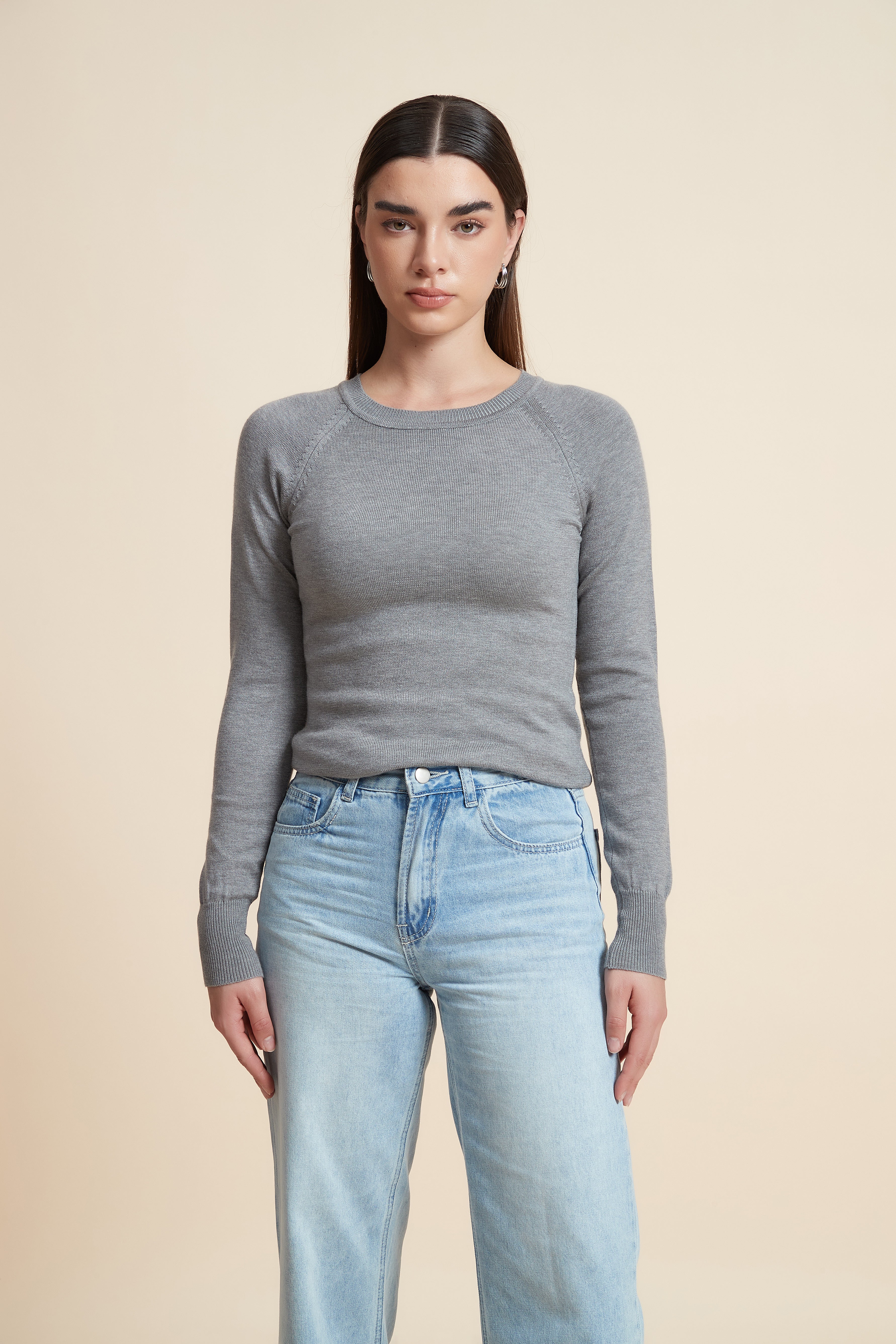 Solid Long Sleeve Blouse