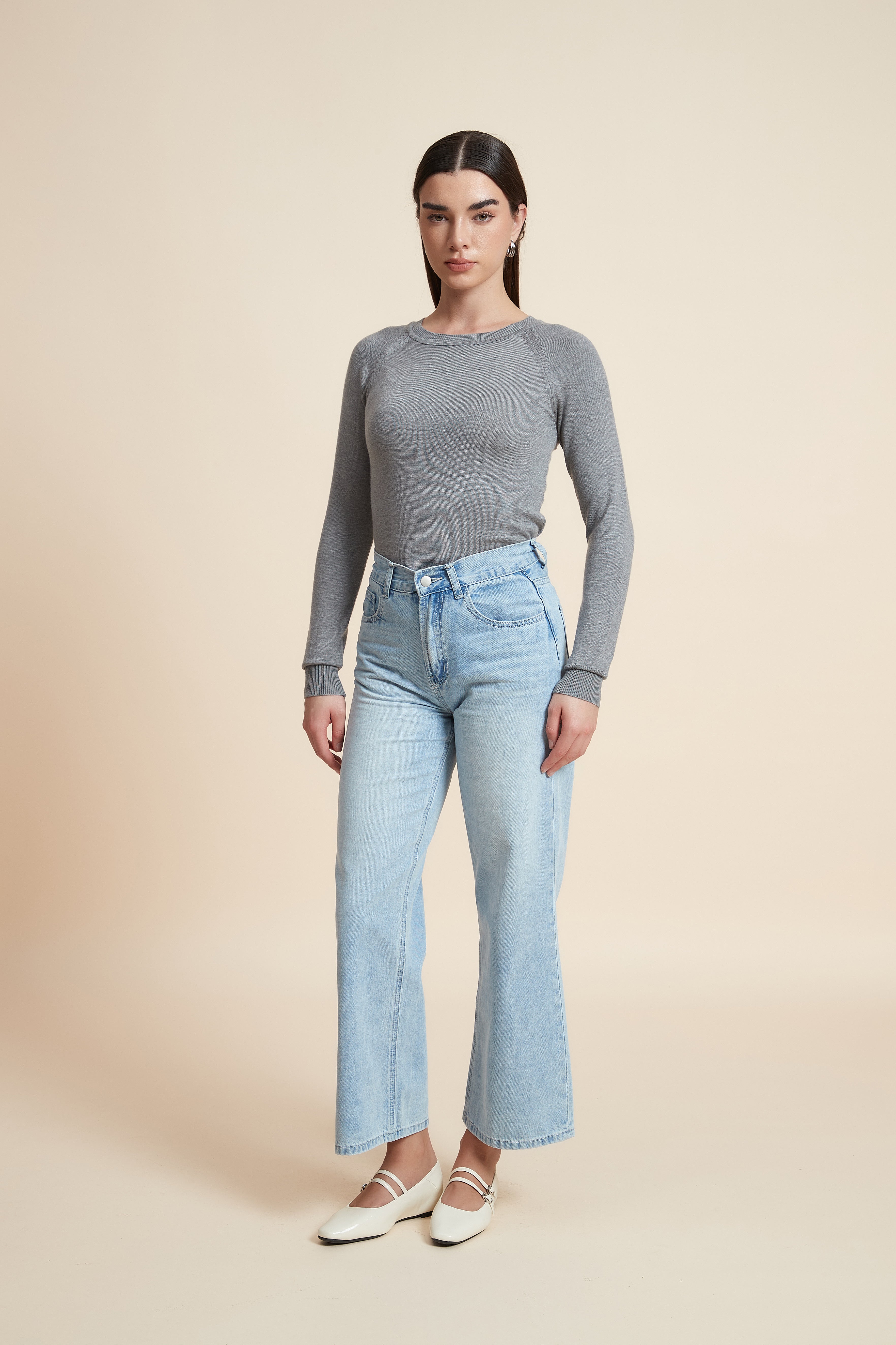 Solid Long Sleeve Blouse