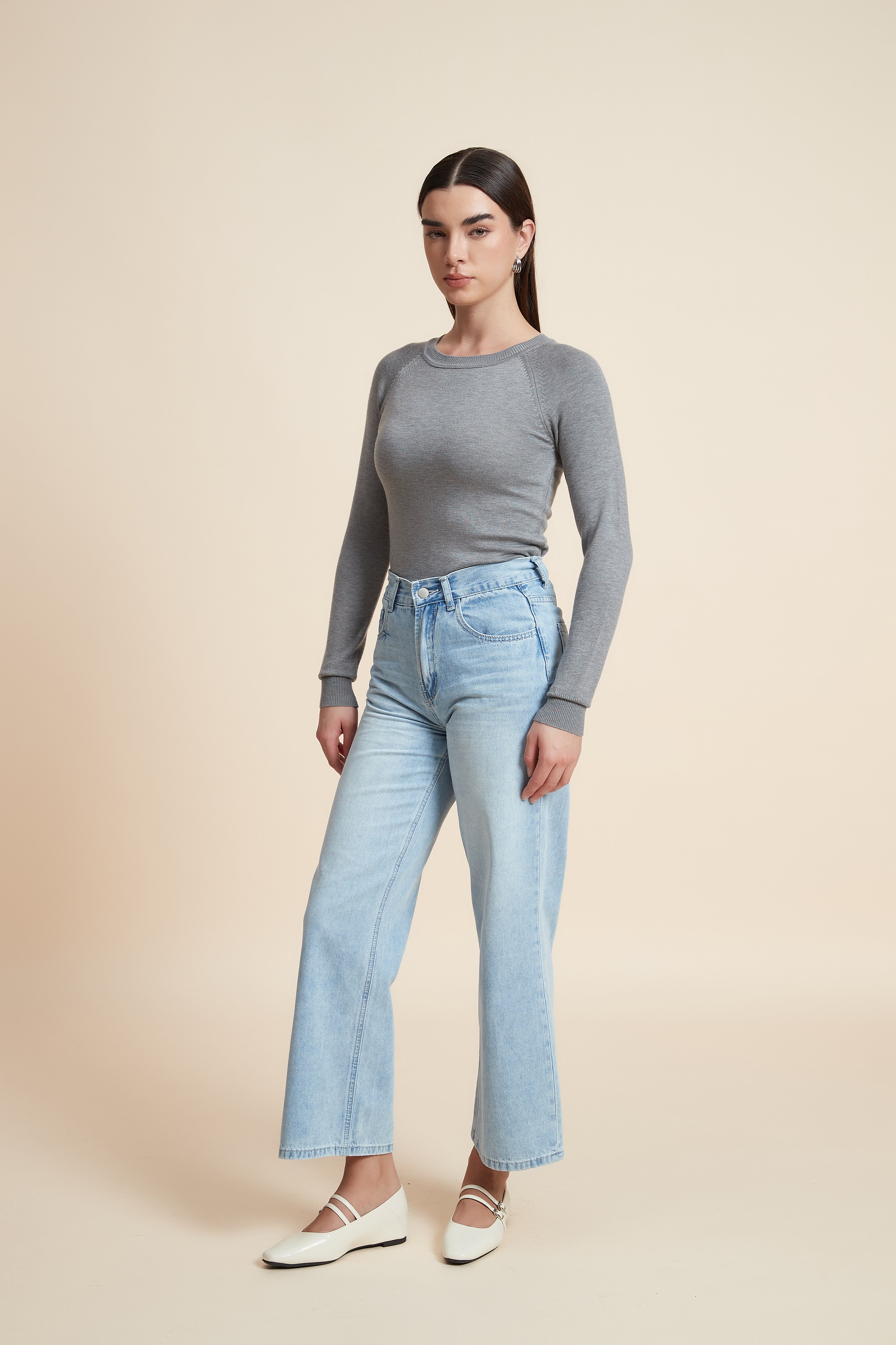 Solid Long Sleeve Blouse