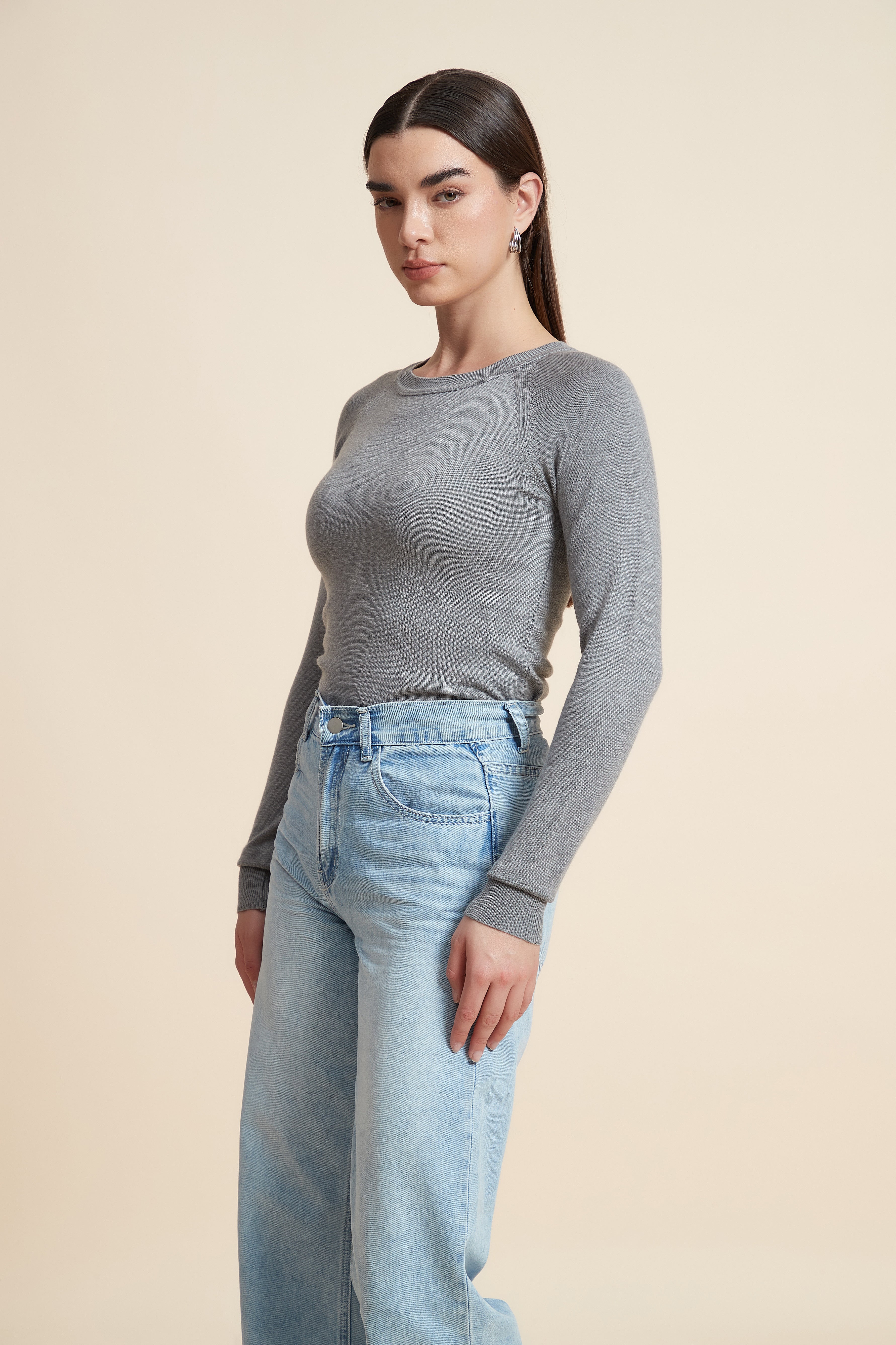 Solid Long Sleeve Blouse