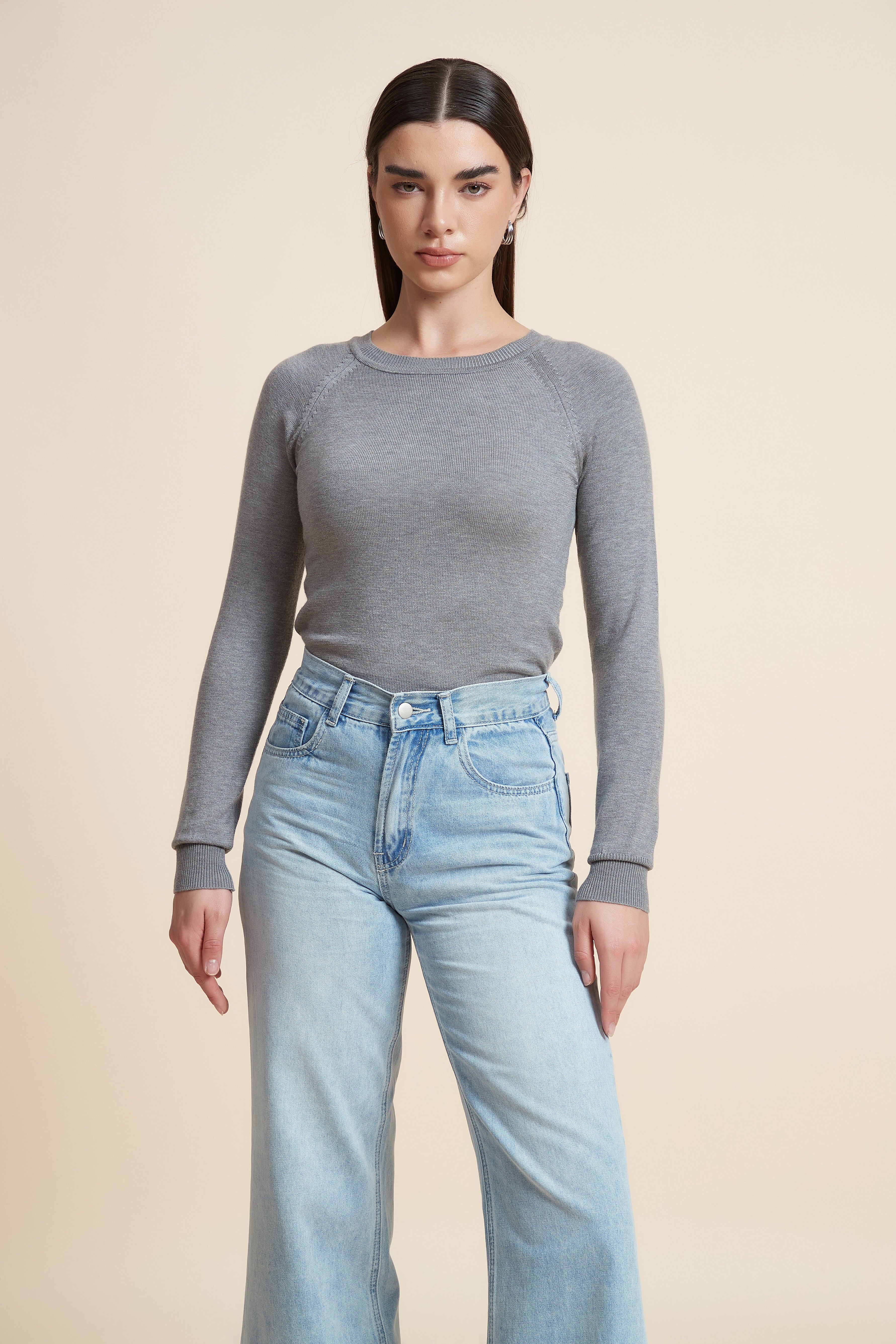 Solid Long Sleeve Blouse