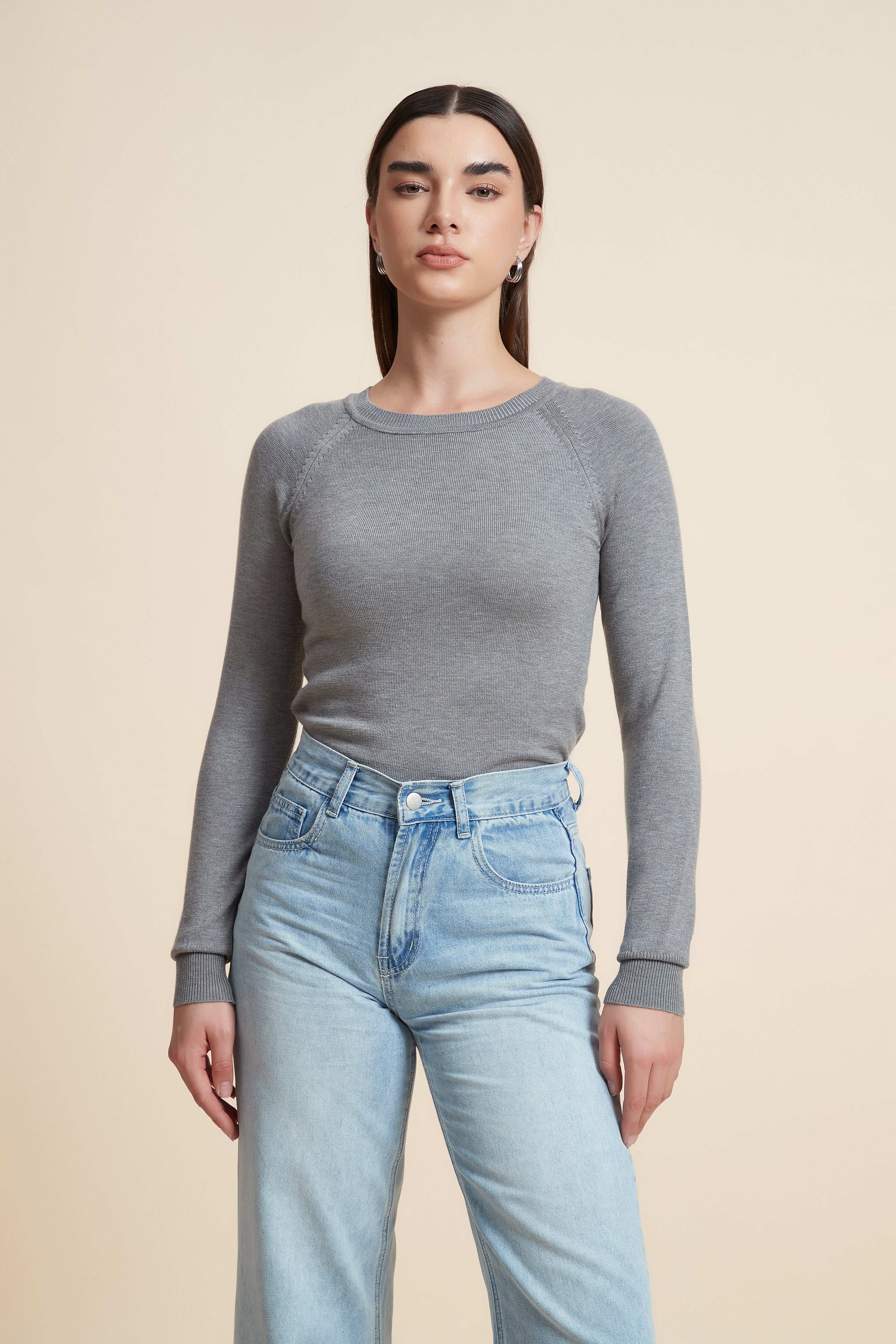 Solid Long Sleeve Blouse