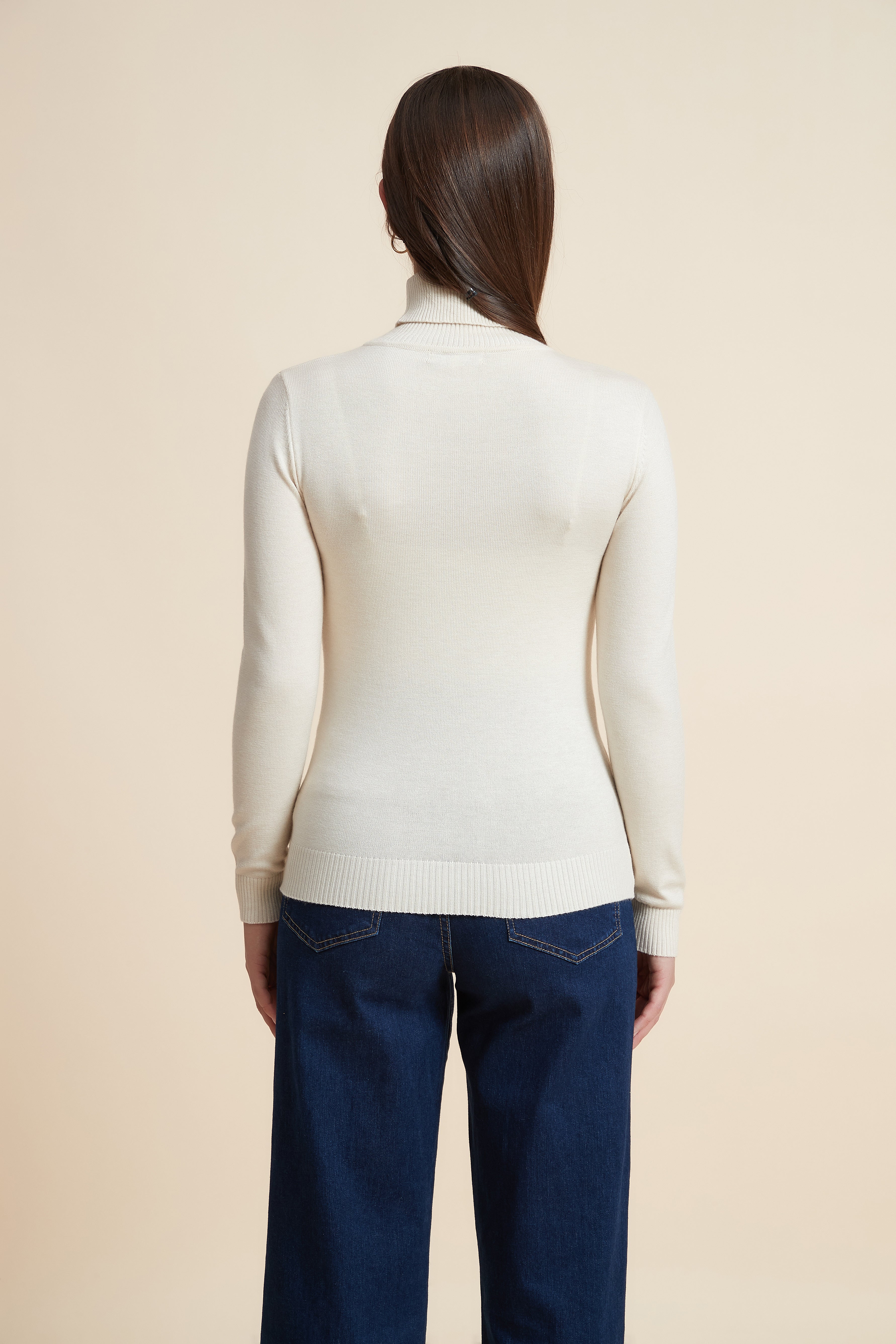 Long Sleeve Solid Blouse with High Neck