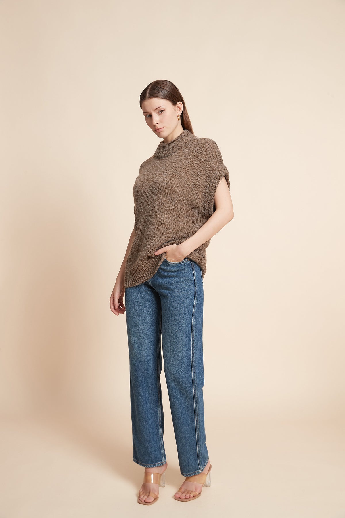 Short Sleeve High Neck Top