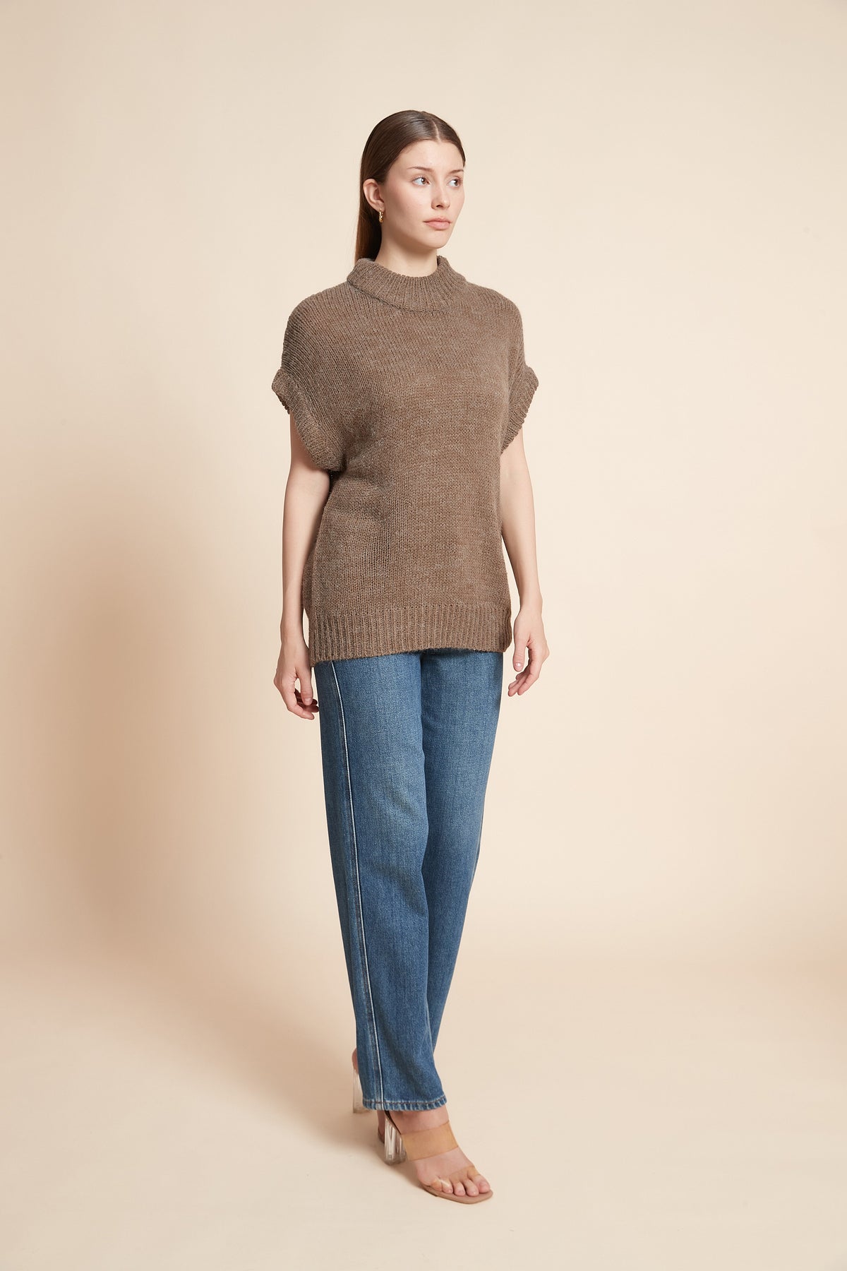 Short Sleeve High Neck Top