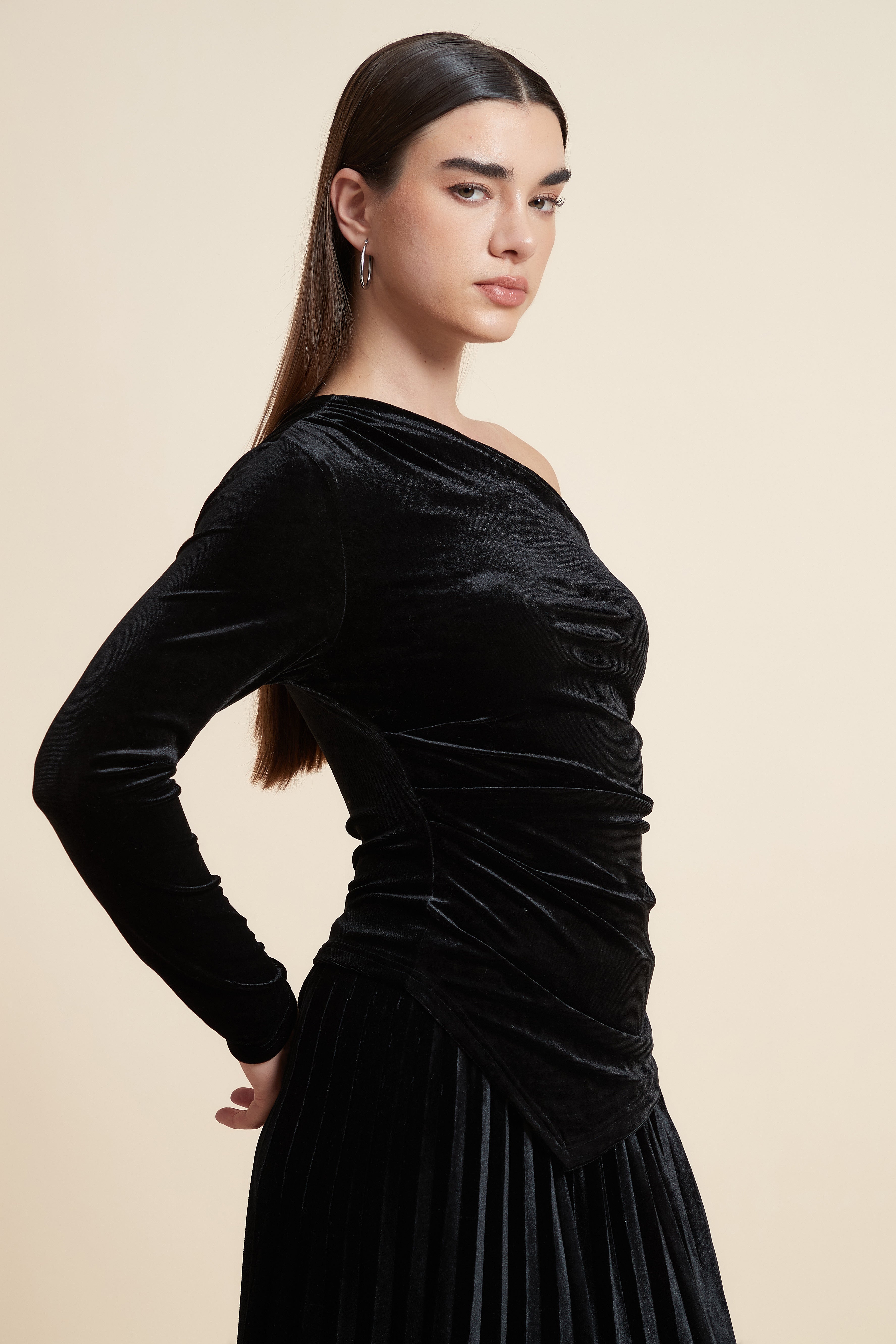 Solid Waist-Length One-Piece Top