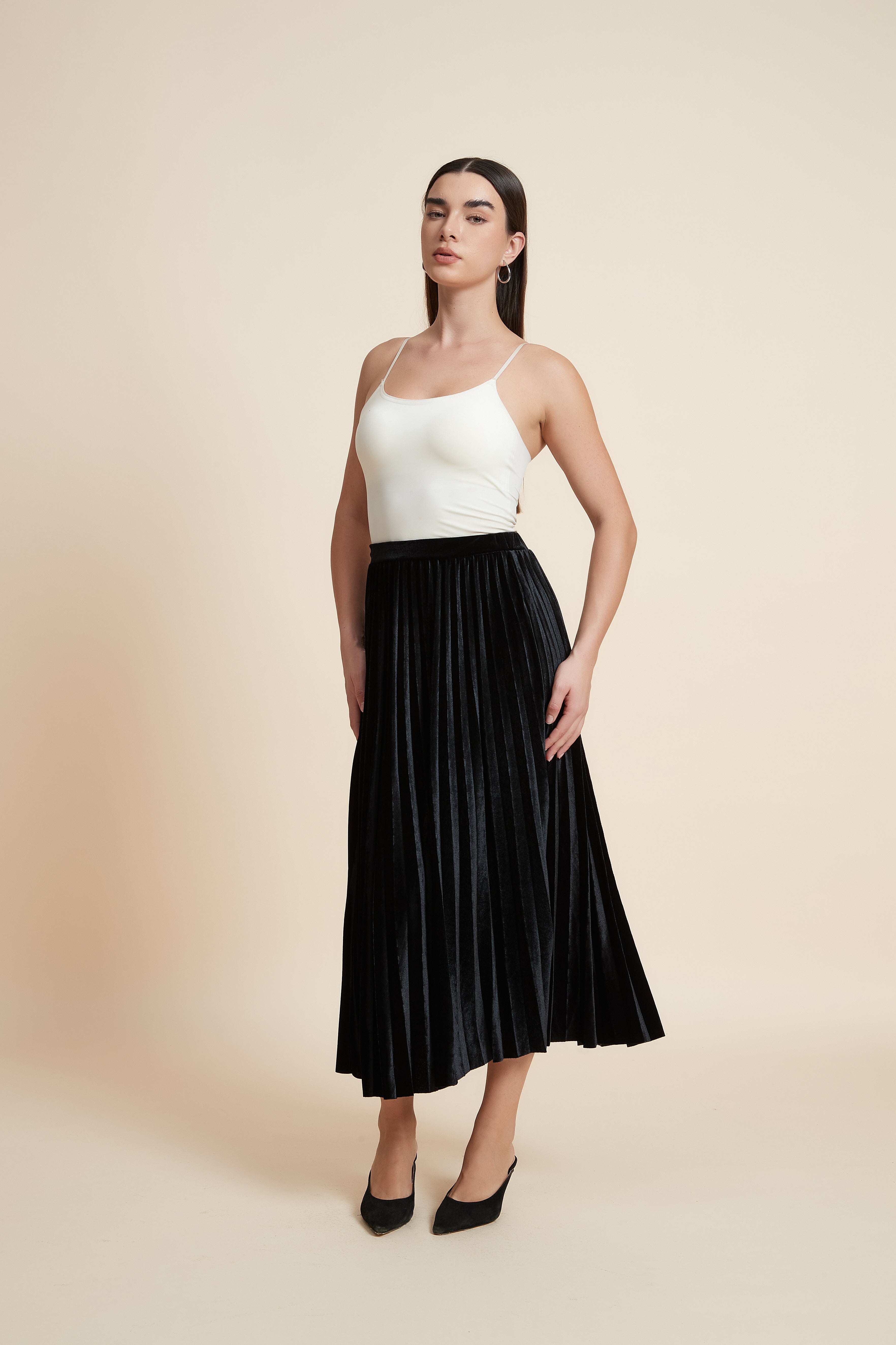 Pleated Midi Skirt