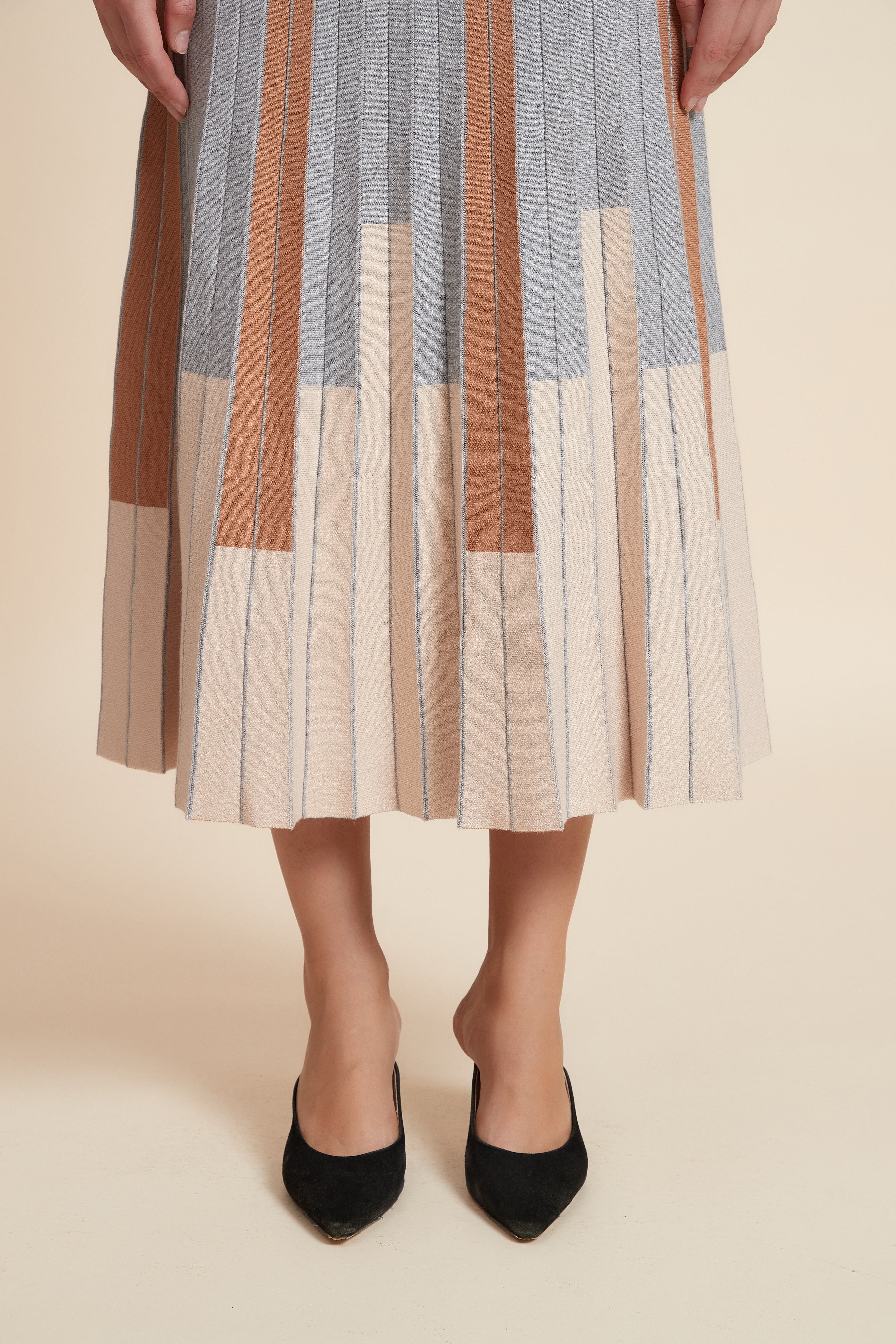 Vertical Striped Midi Skirt