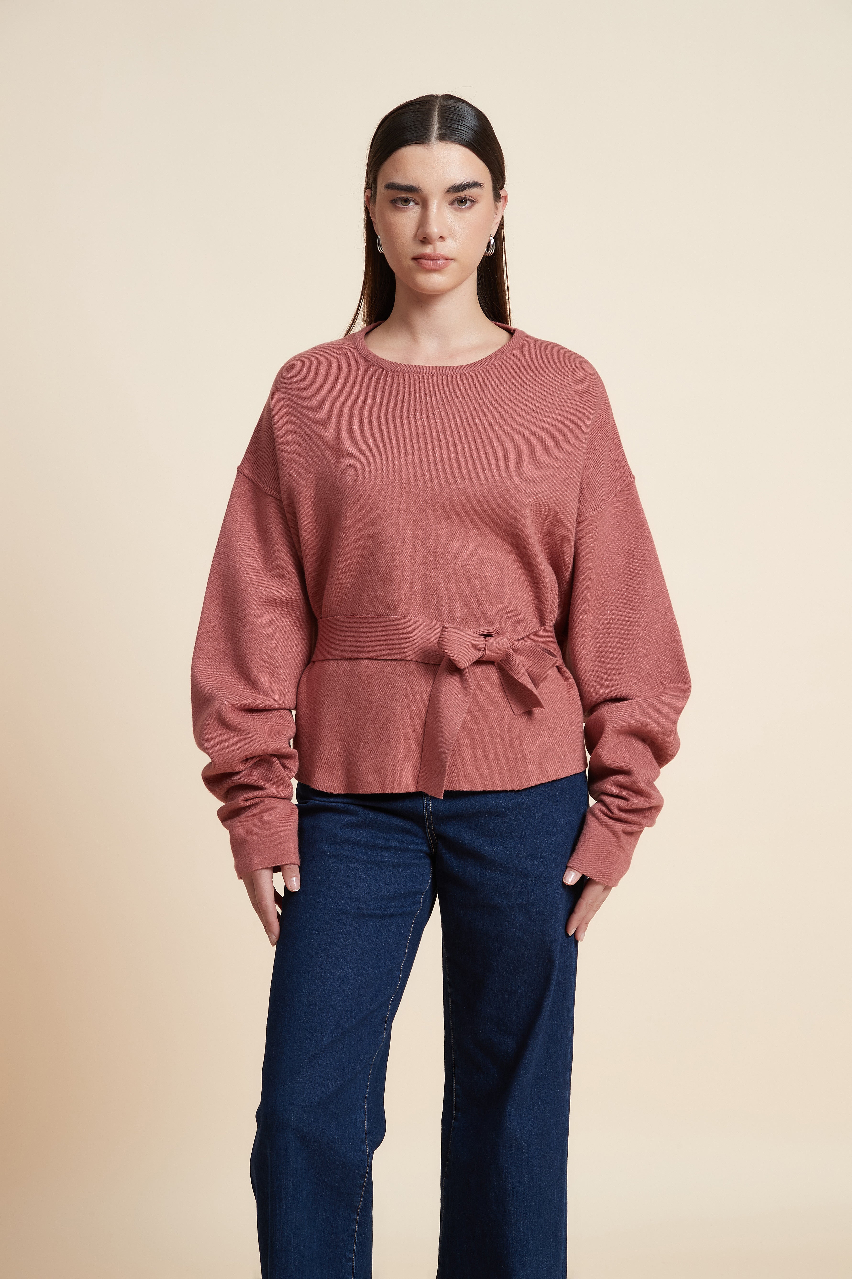 سويت شيرت سادة بكم طويل واسع