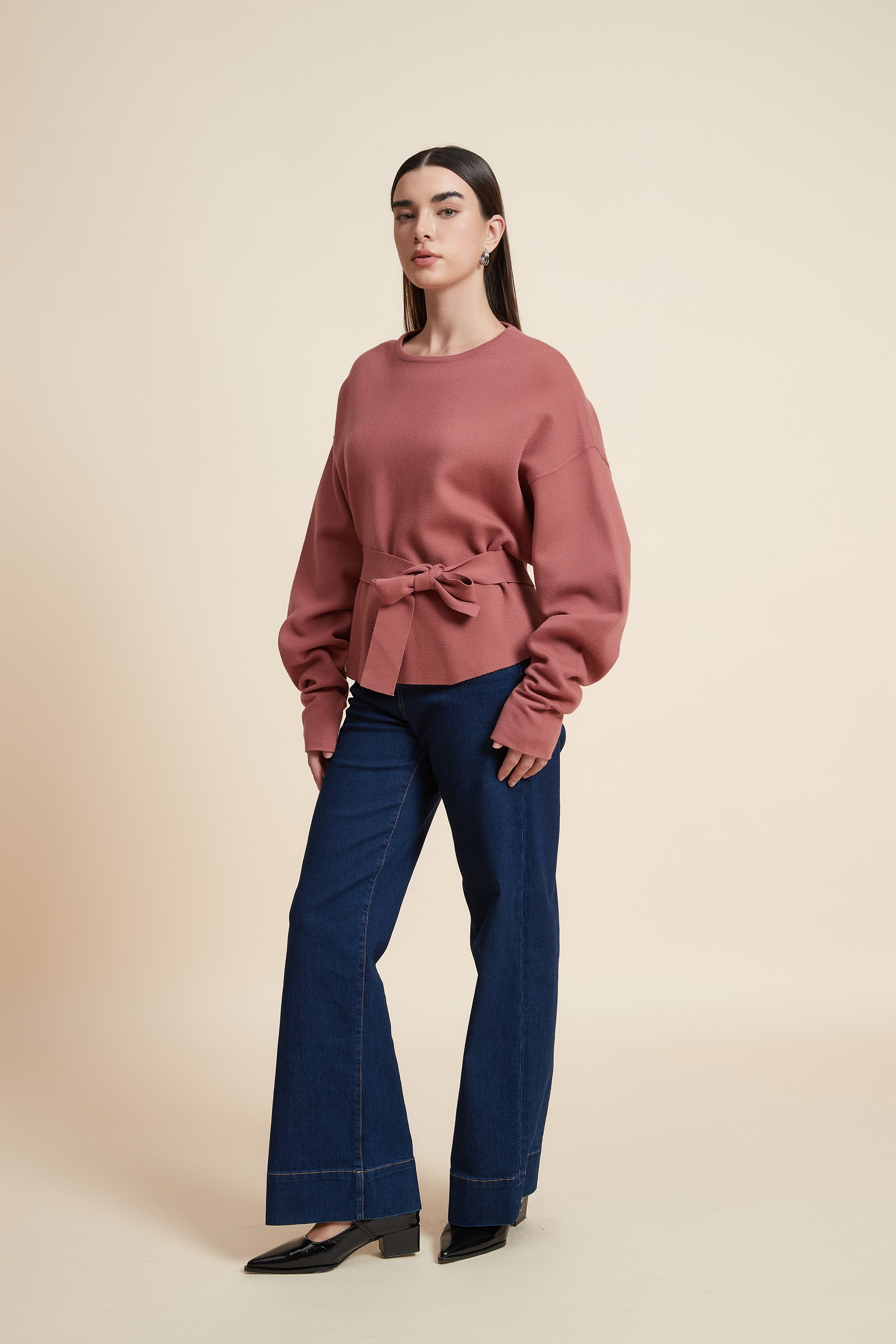 Loose Fit Long Sleeve Plain Sweatshirt