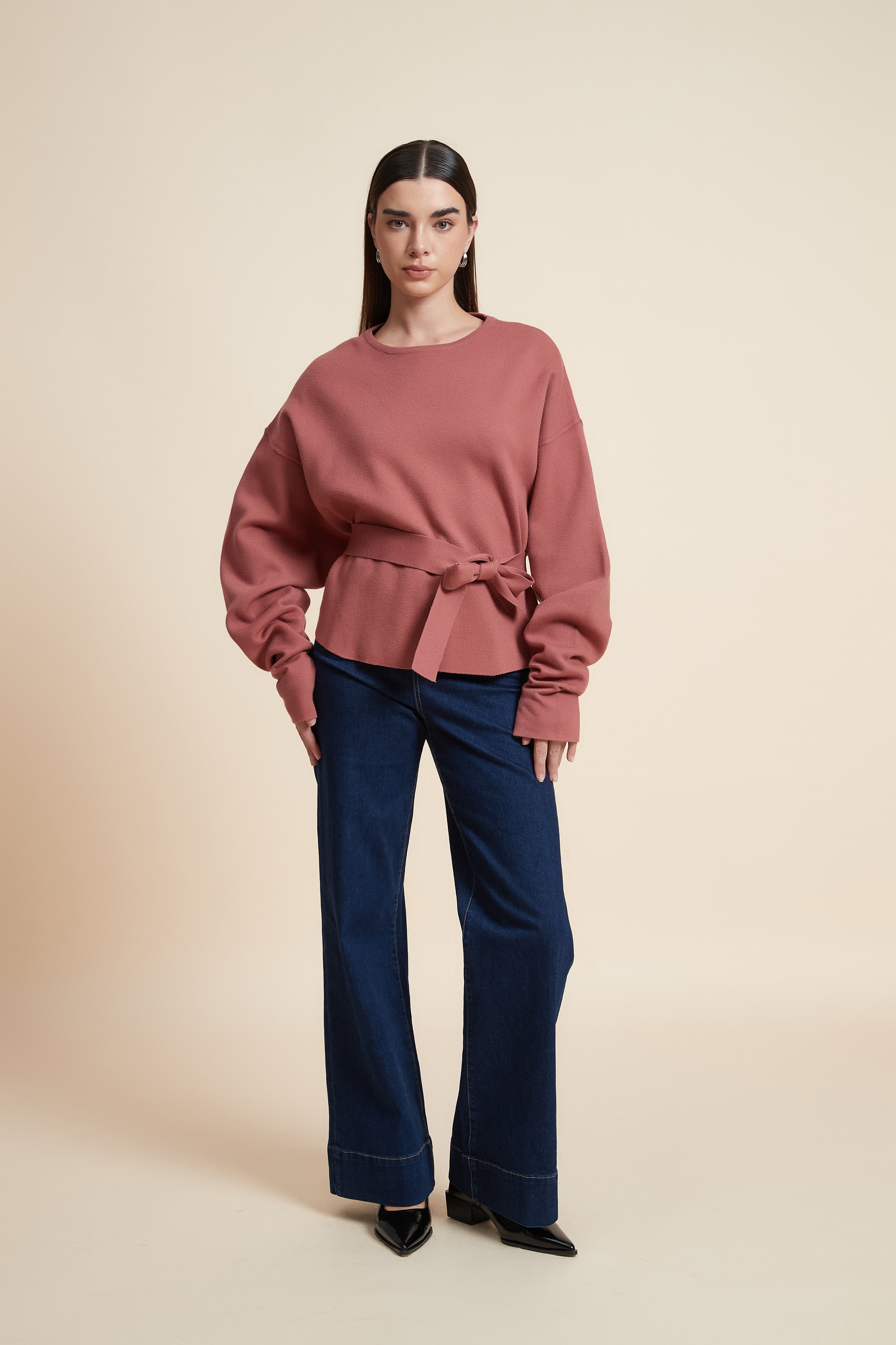 Loose Fit Long Sleeve Plain Sweatshirt