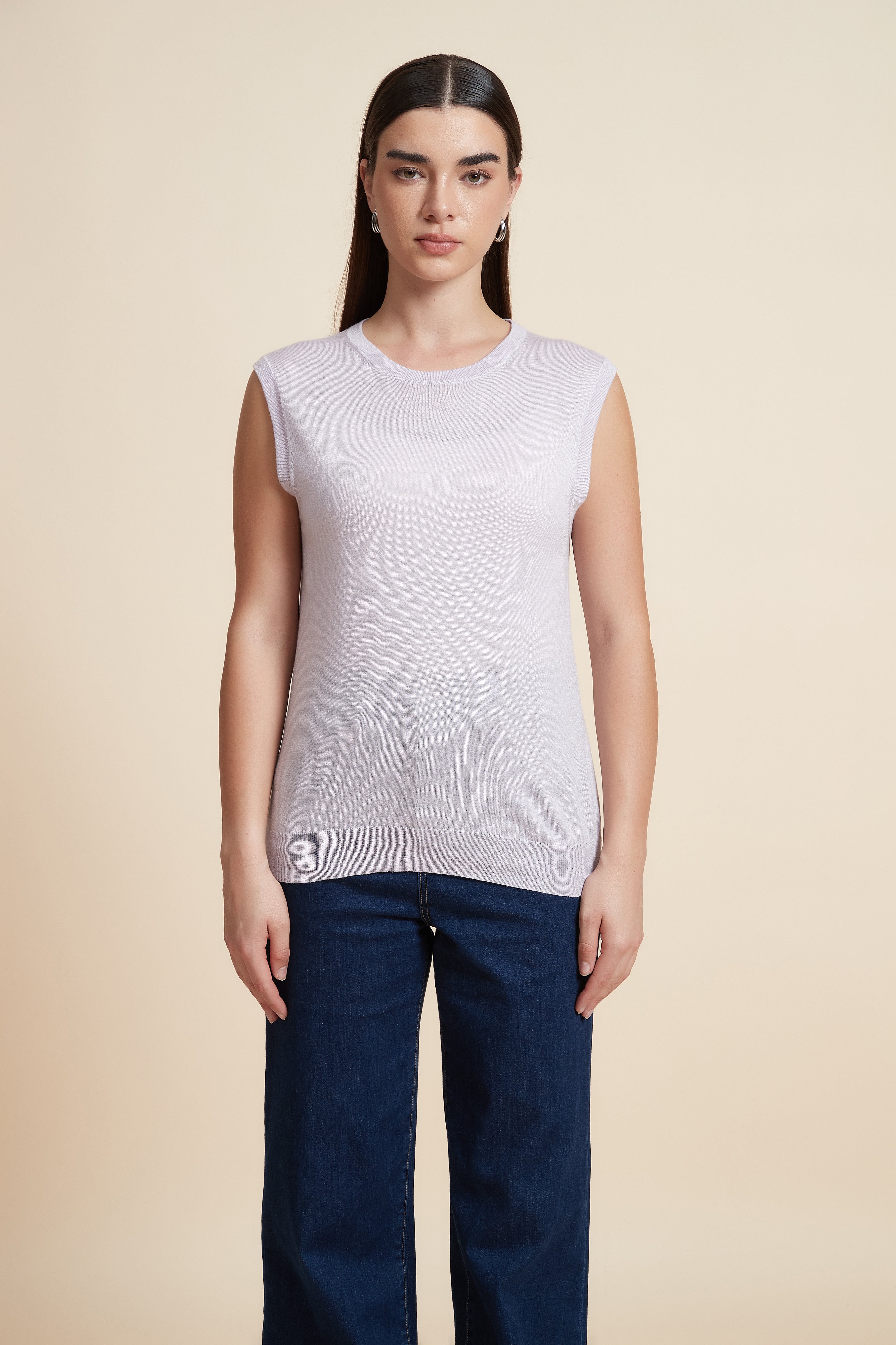 Sleeveless Plain Blouse