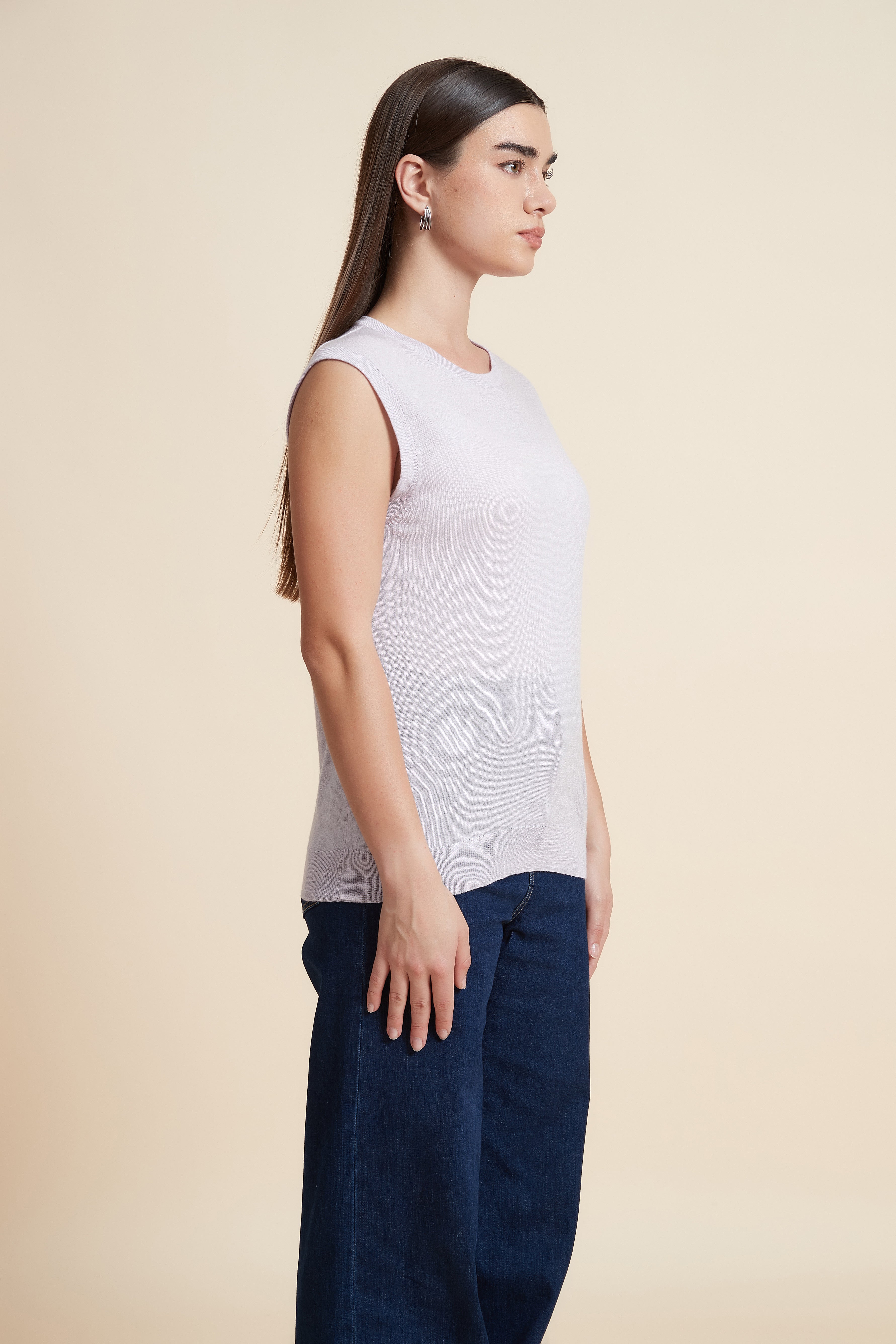 Sleeveless Plain Blouse