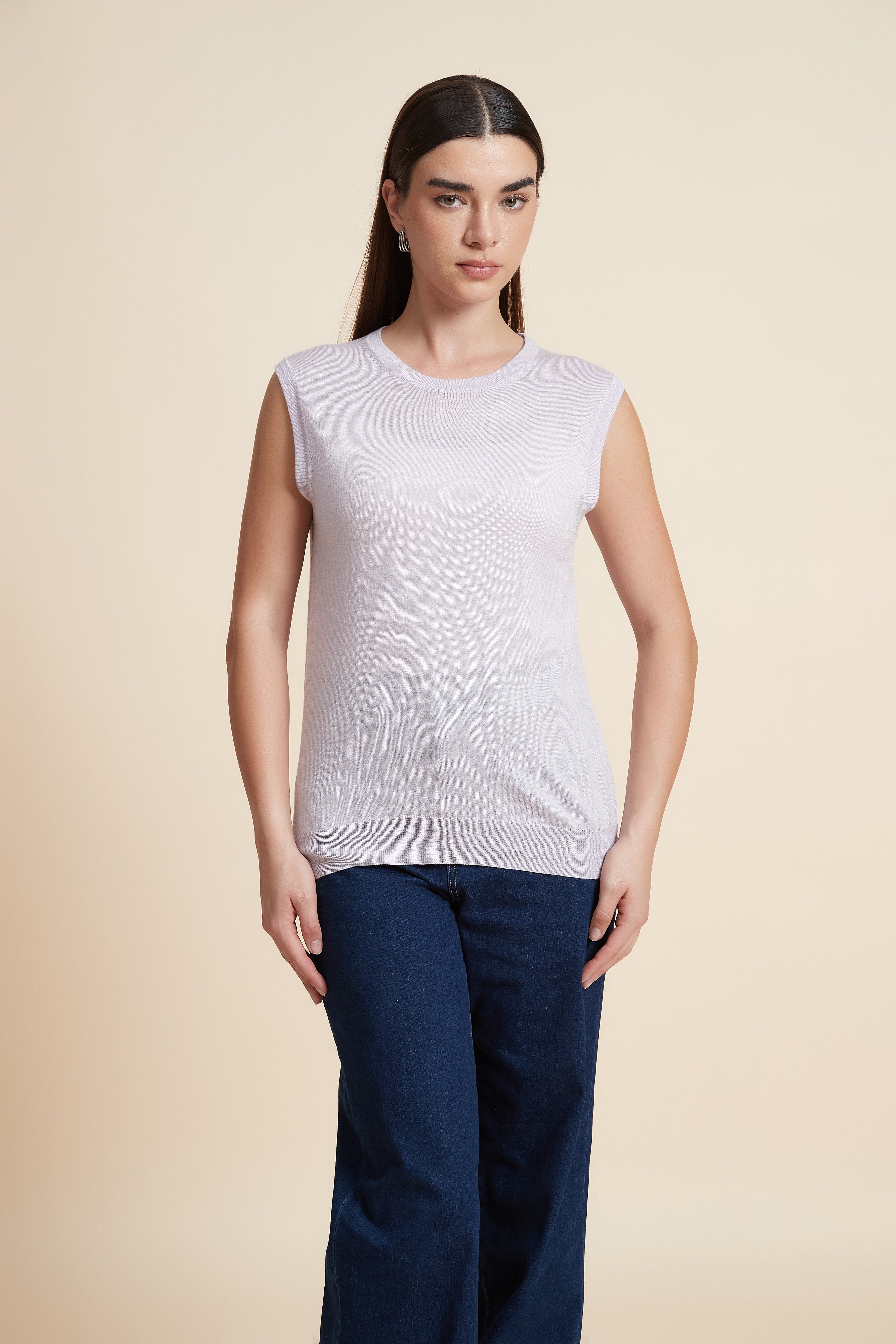Sleeveless Plain Blouse
