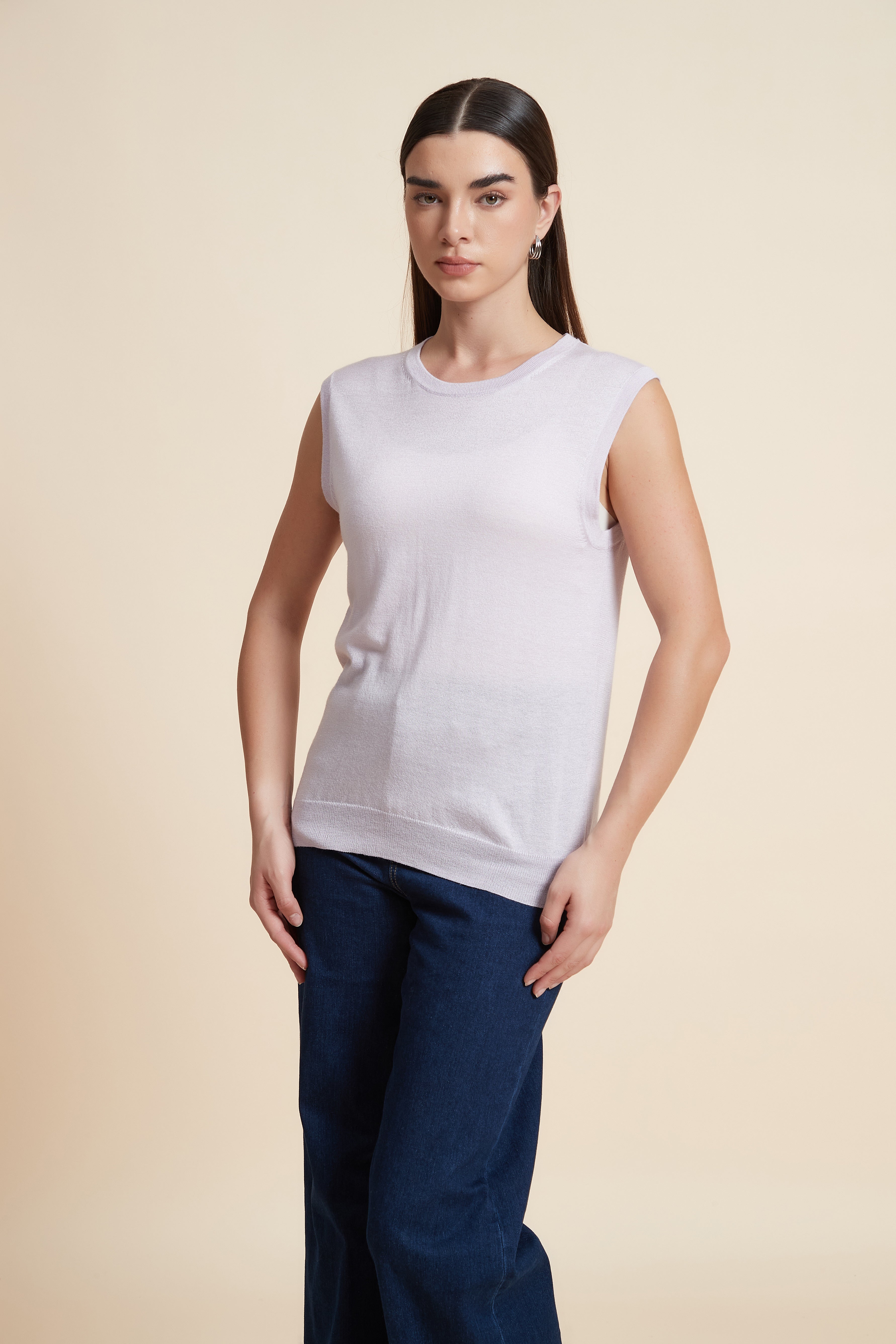 Sleeveless Plain Blouse