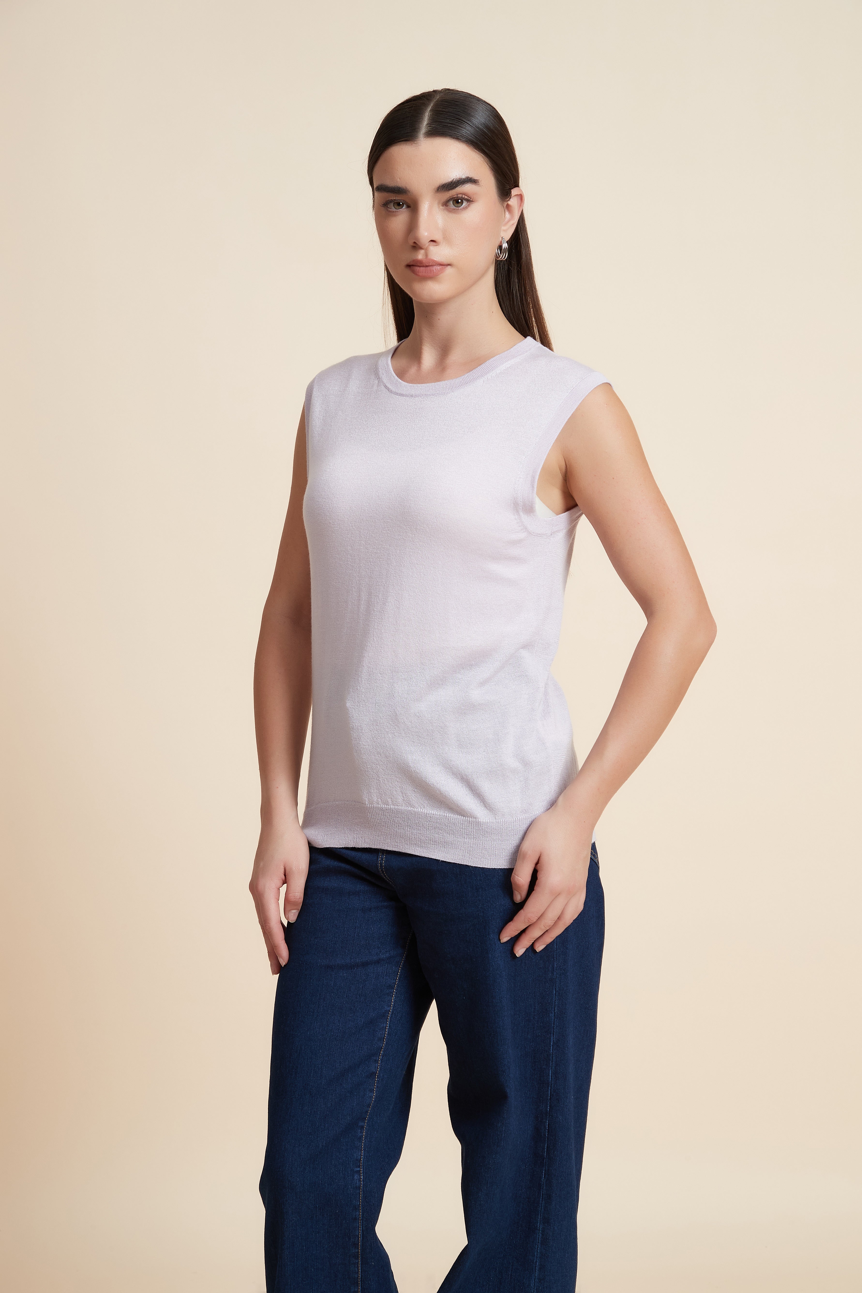 Sleeveless Plain Blouse