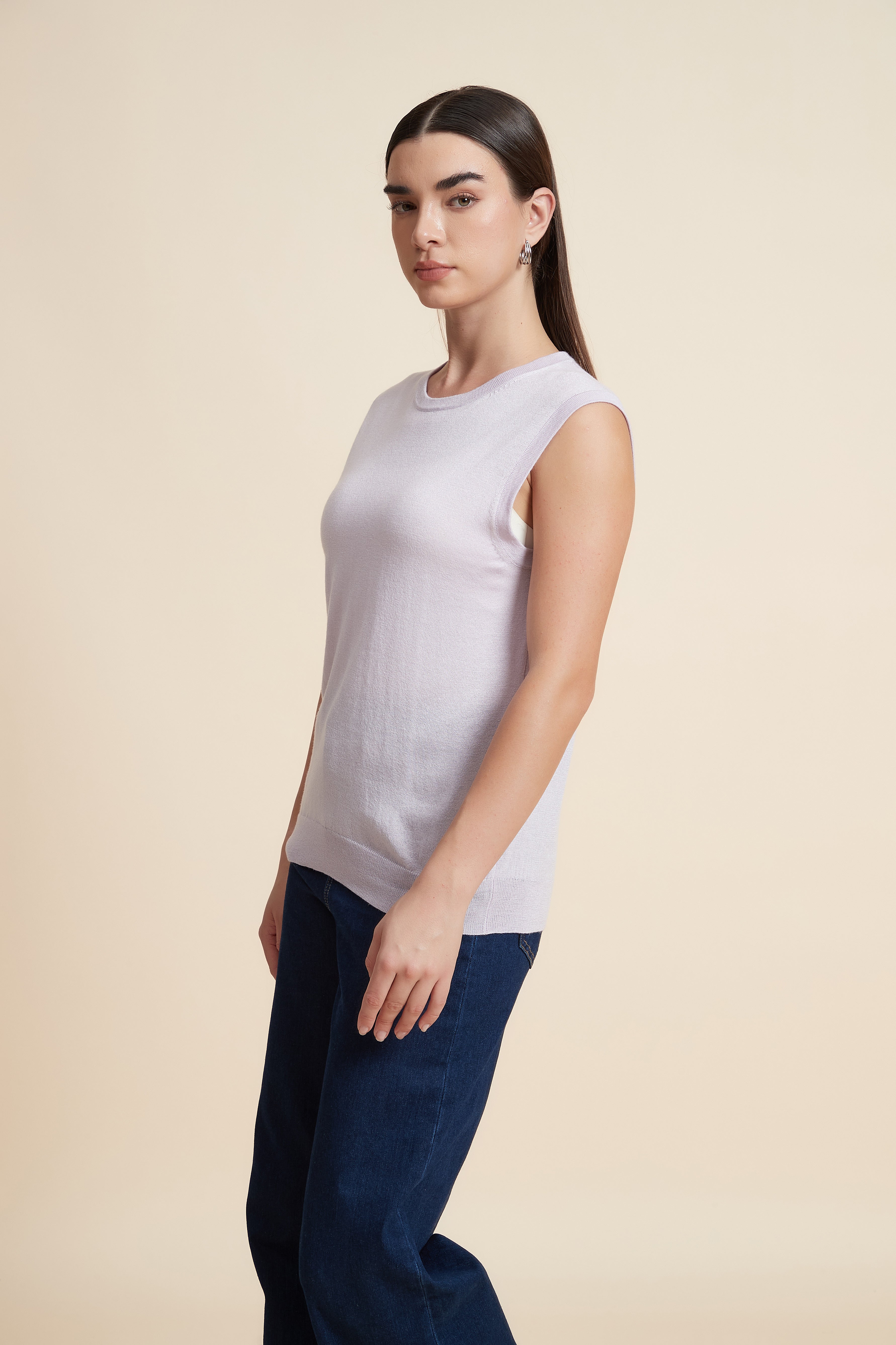 Sleeveless Plain Blouse