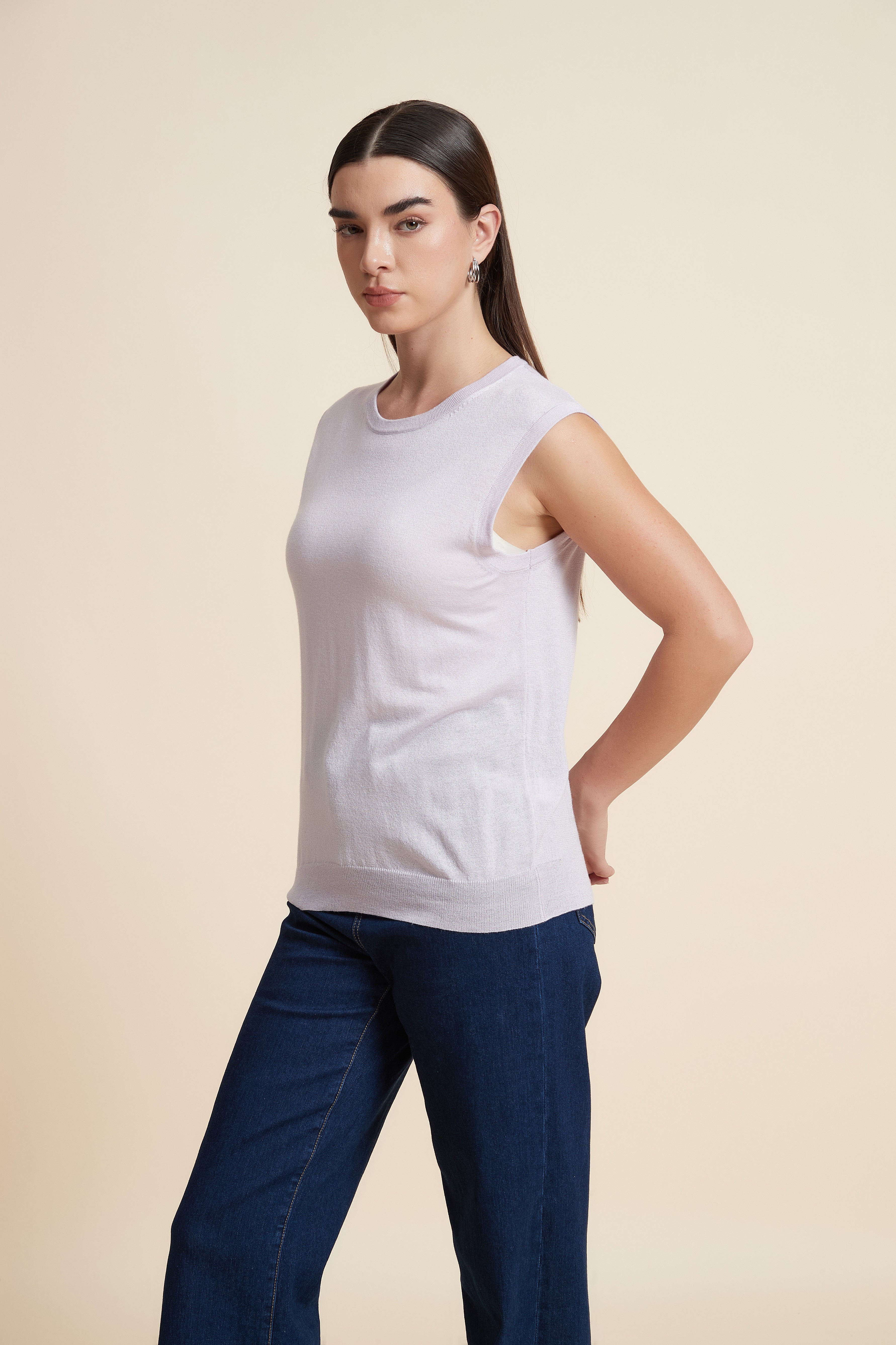 Sleeveless Plain Blouse